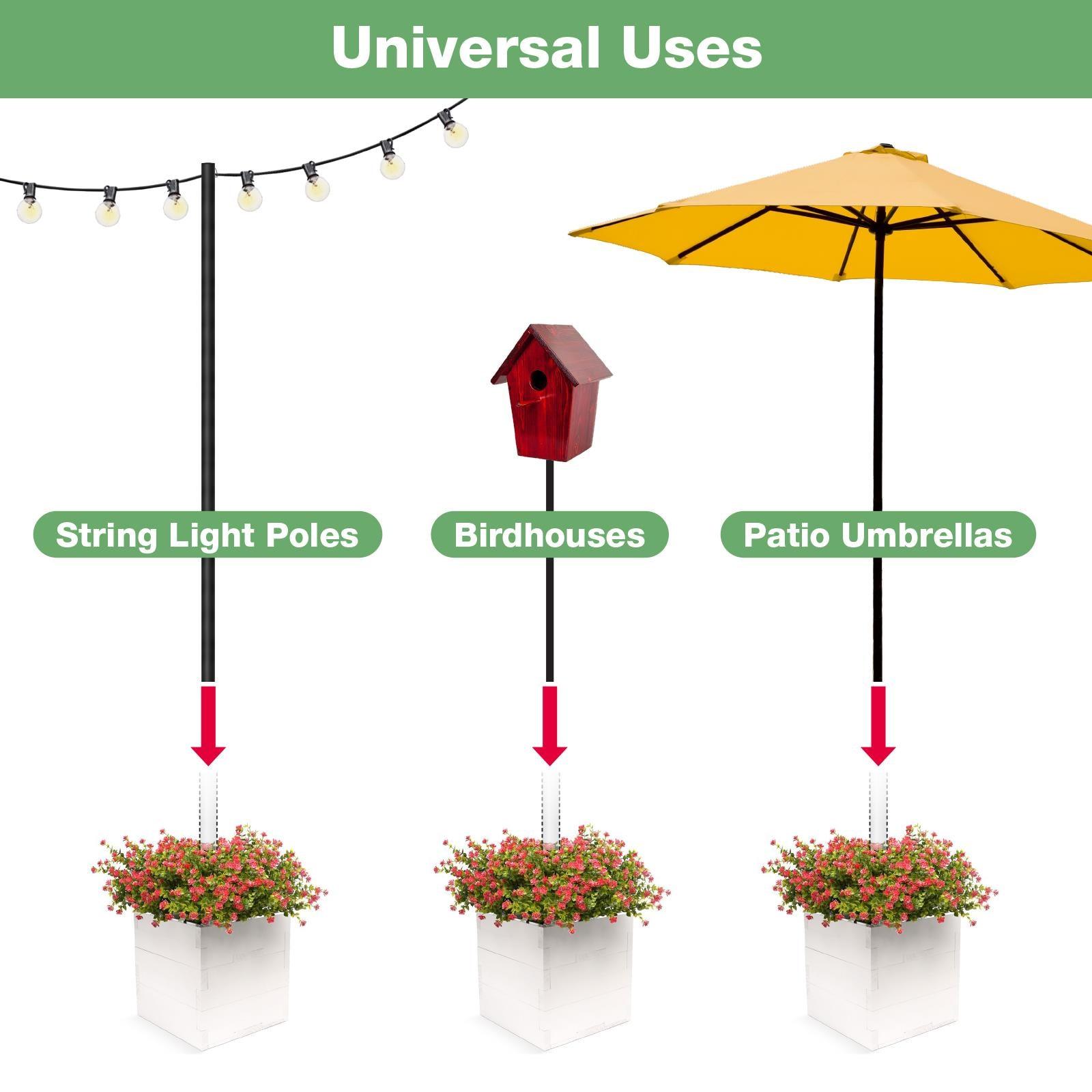 RTA Planter Box With Pole Holder (White) - 14"x14" Undersized (Large)