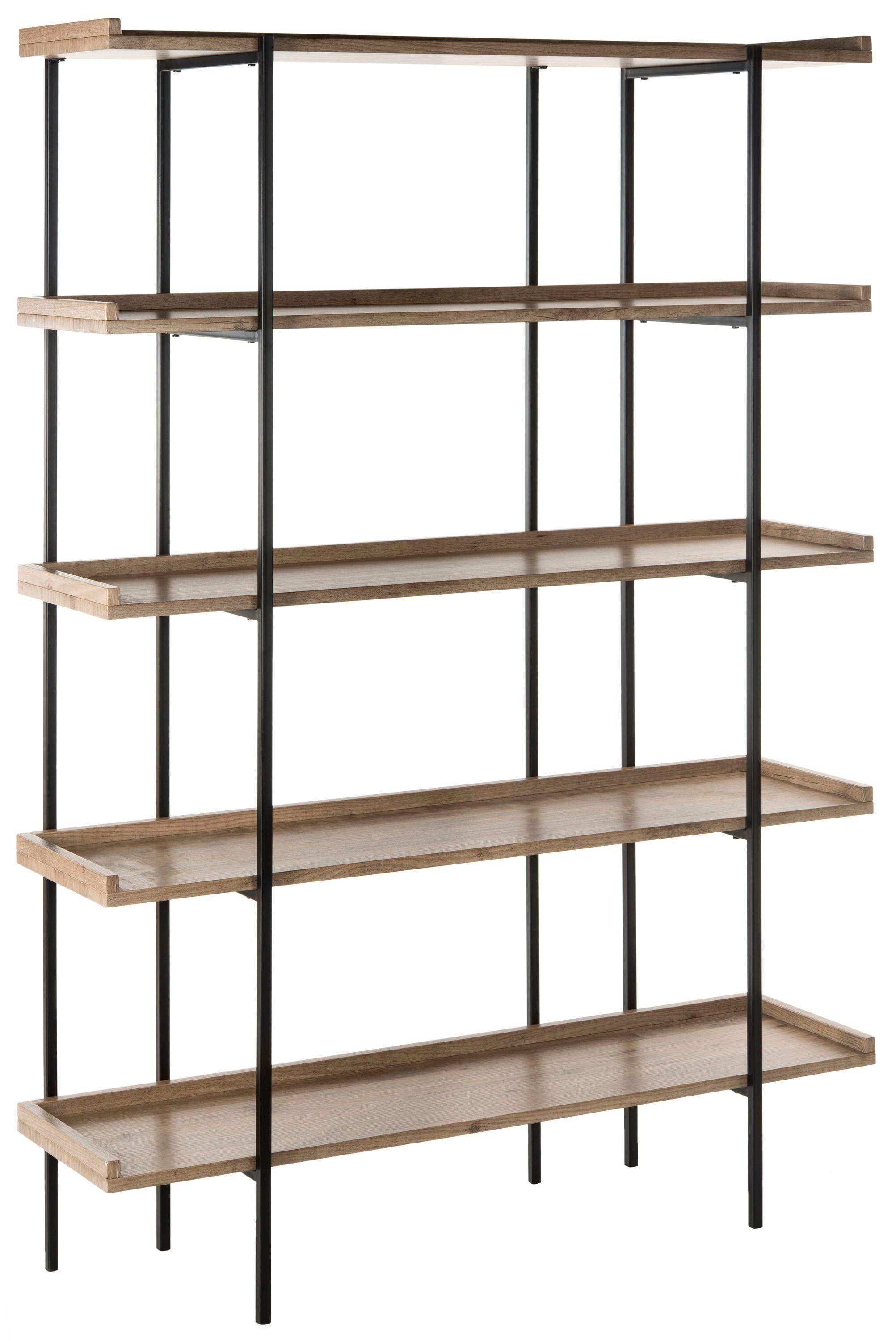 Cecilia Retro Mid Century 5-Tier Wood Etagere - Oak/Black - Safavieh