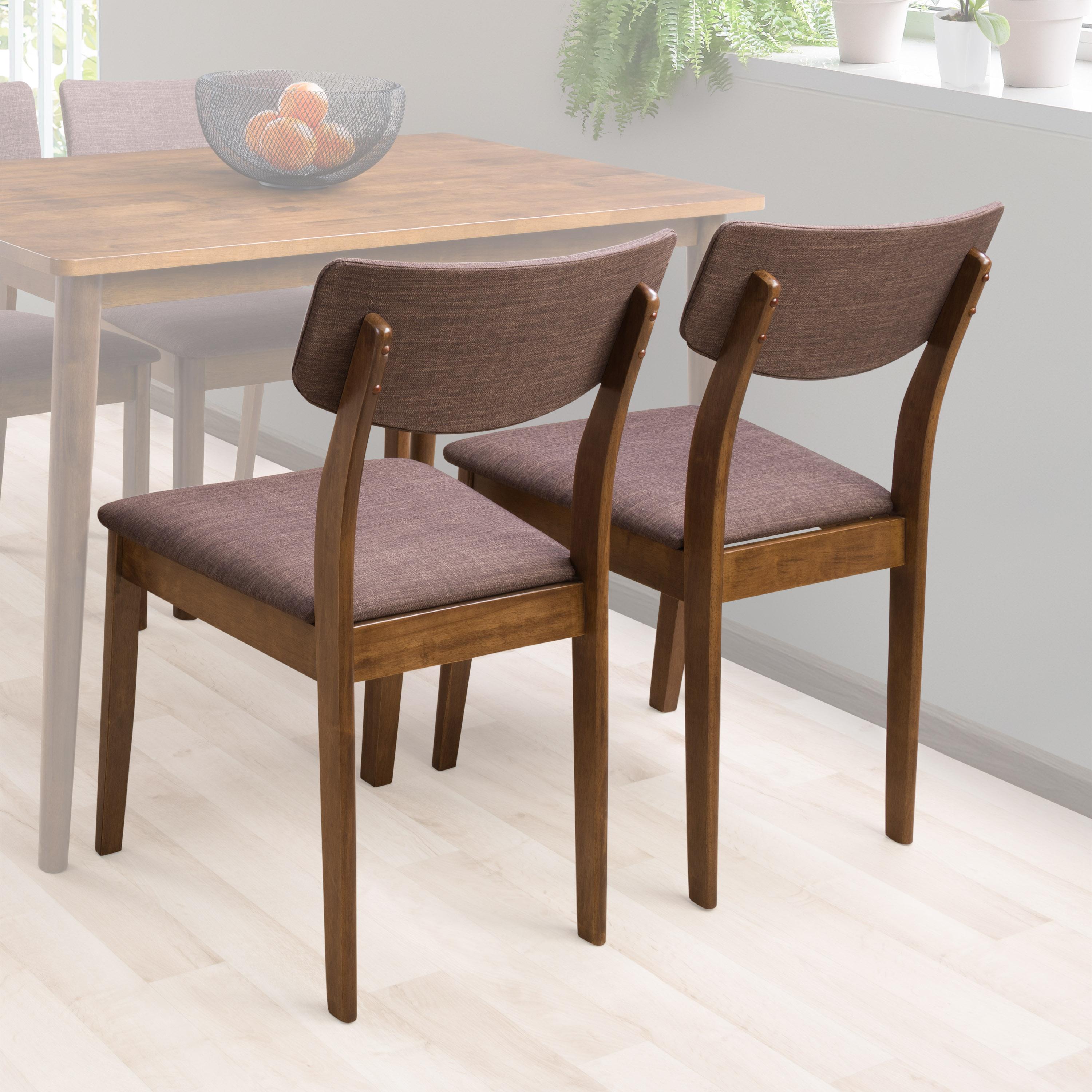 Set of 2 Branson Wood Dining Chairs Walnut Stain - CorLiving
