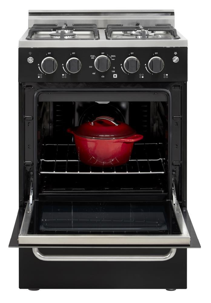 Unique Appliances Prestige 23.5" 4 burner 2.3 cu. ft. Freestanding Gas Range with Convection Oven UGP-24V PC1 B