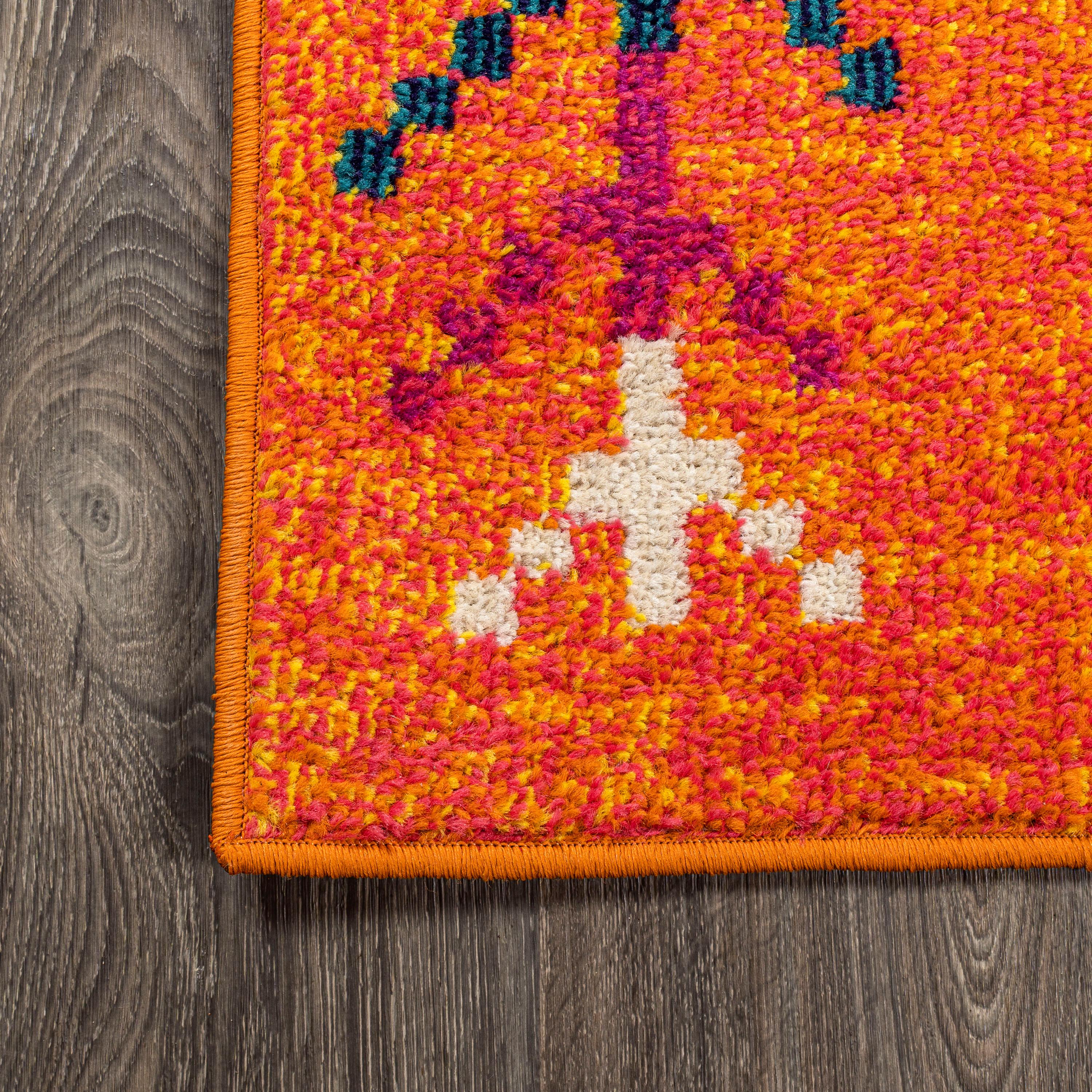 JONATHAN Y Love Geometric Orange/Multi 2 ft. x 8 ft. Runner Rug