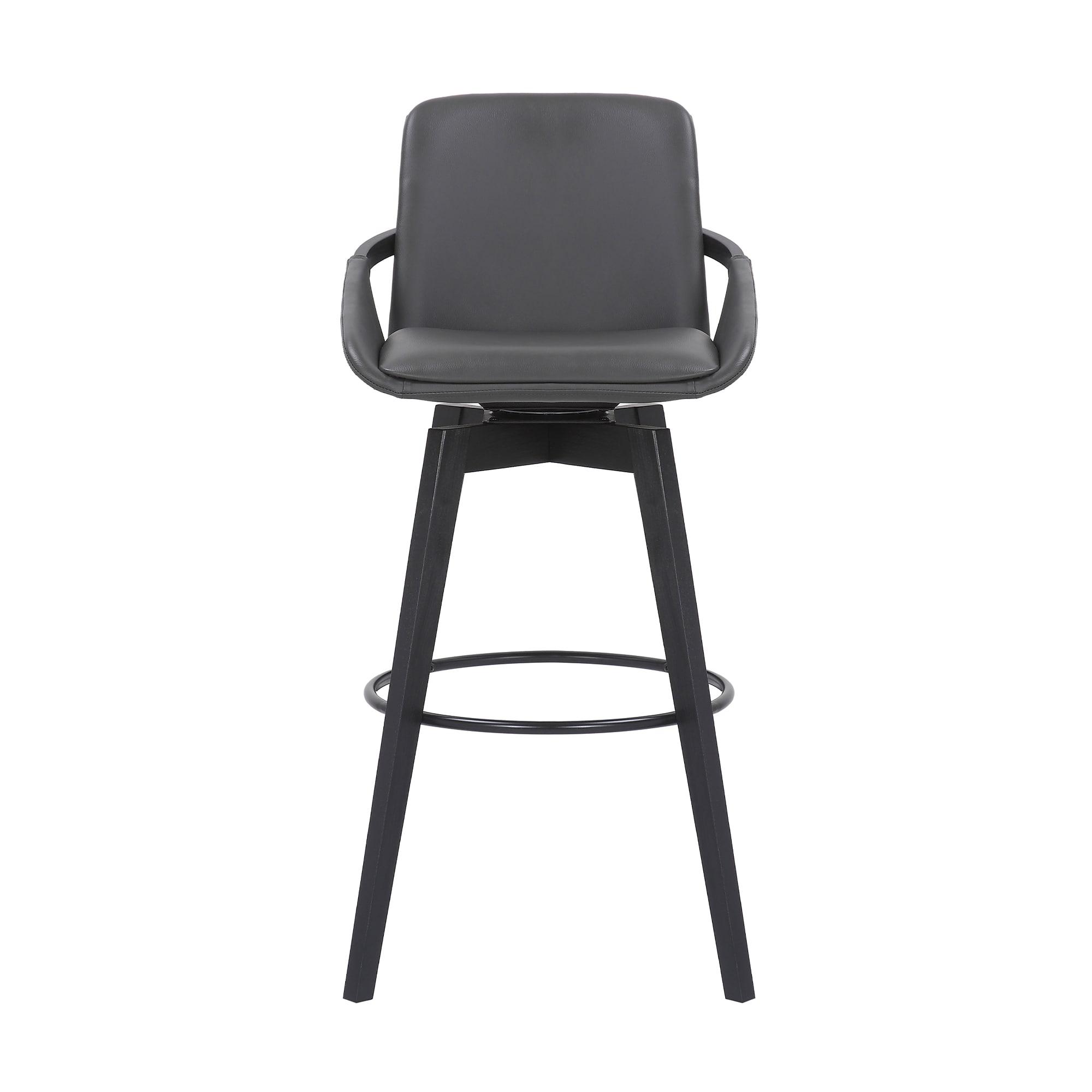 30" Baylor Faux Leather Wood Swivel Barstool Gray/Black - Armen Living