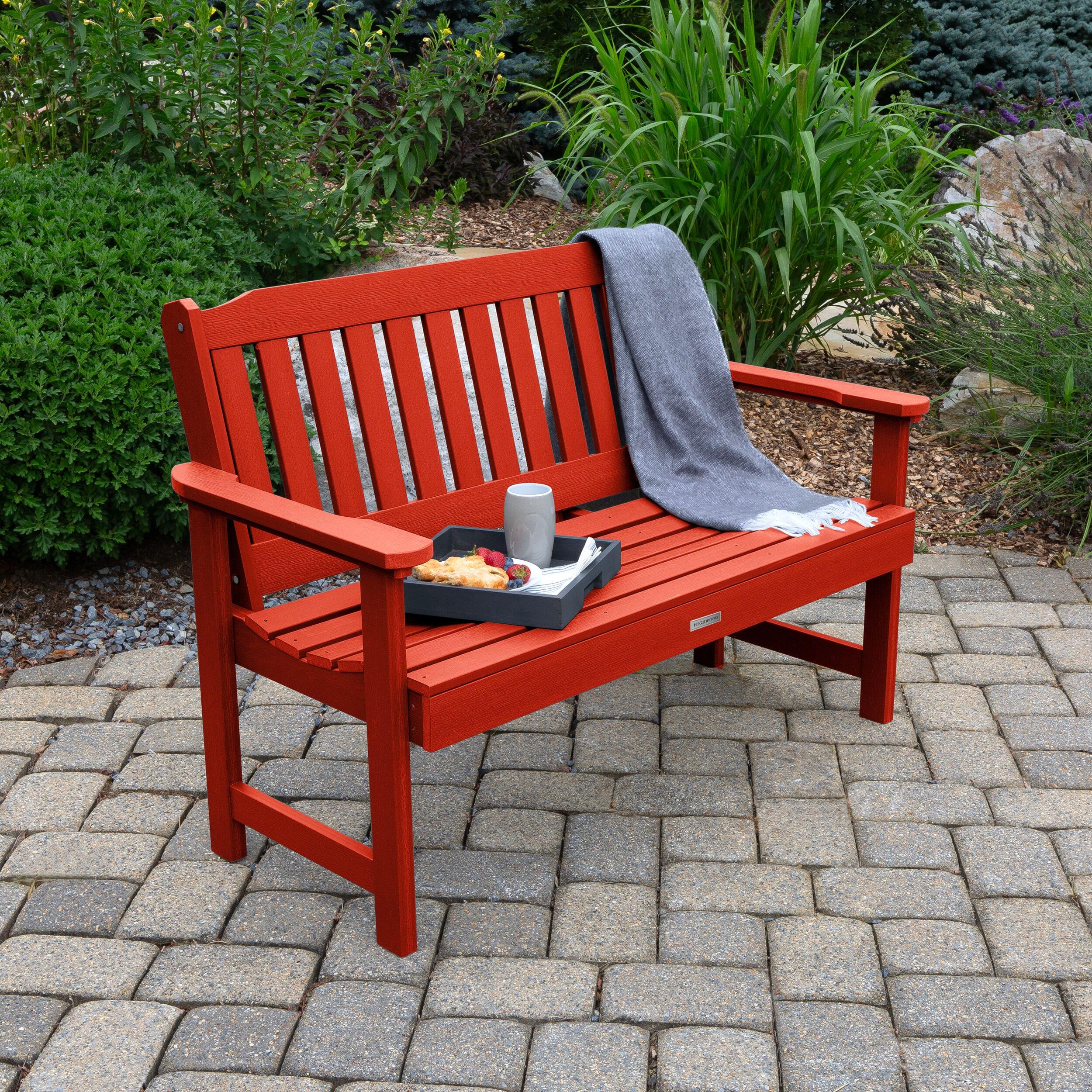 highwood Lehigh 4-foot Eco-friendly Synthetic Wood Garden Bench Red