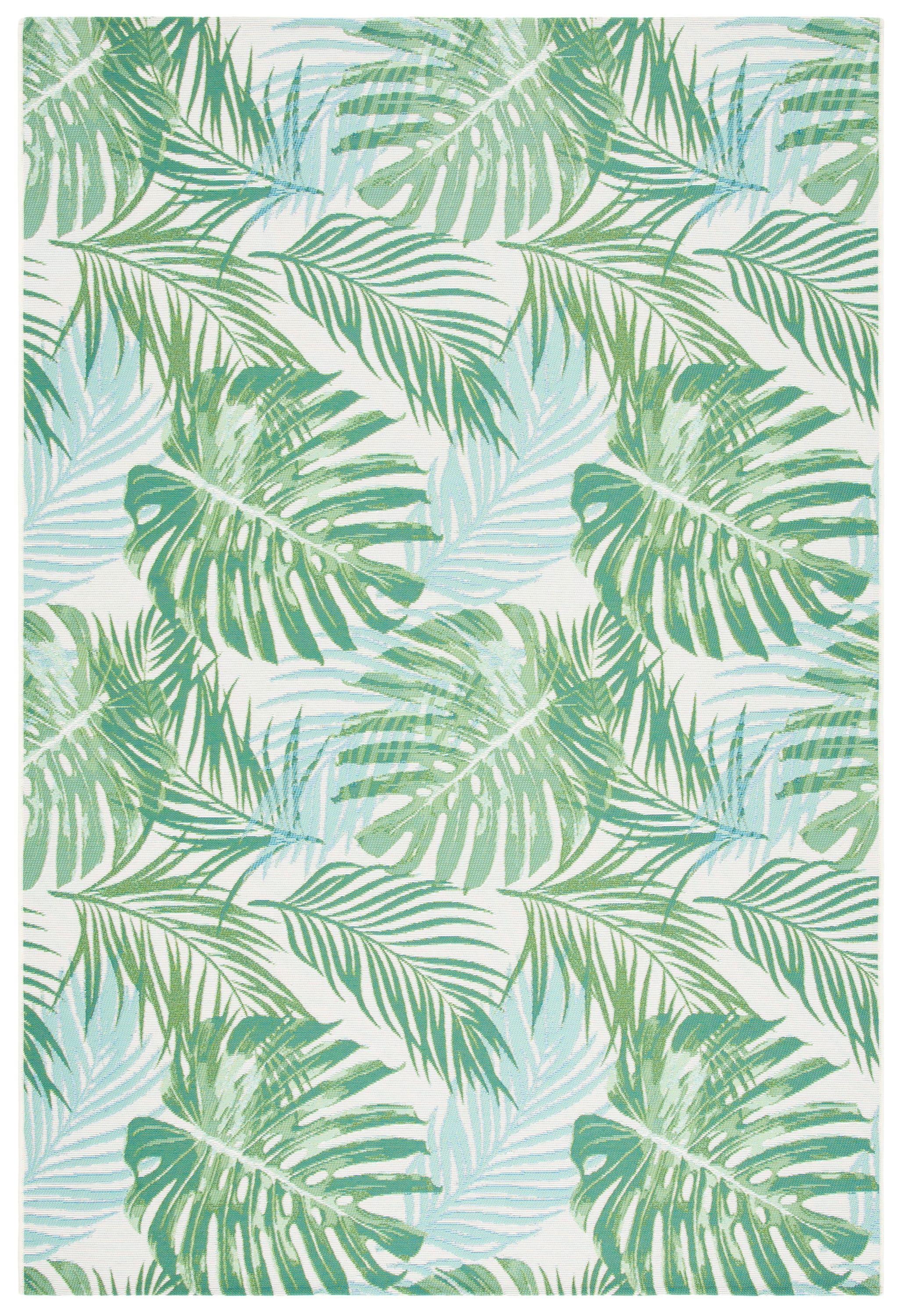 Barbados BAR592 Power Loomed Indoor/Outdoor Area Rug - Green/Teal - 6'6"x9'4" - Safavieh.