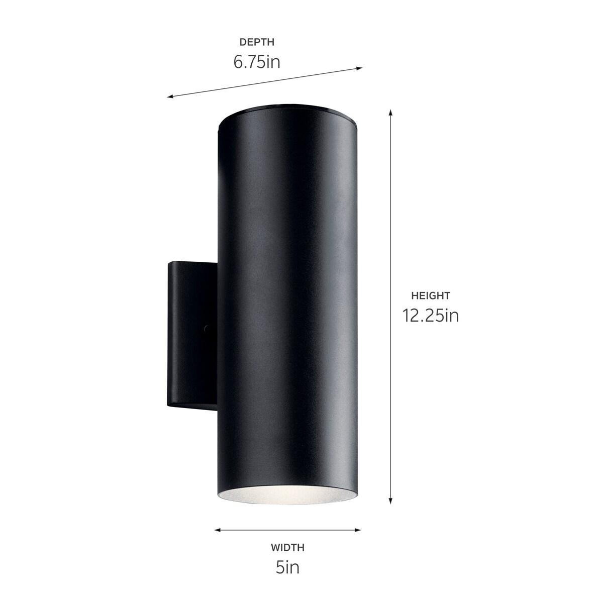 Kichler 12" 1 Light Integrated LED Textured Black Cylinder Outdoor Wall Sconce
