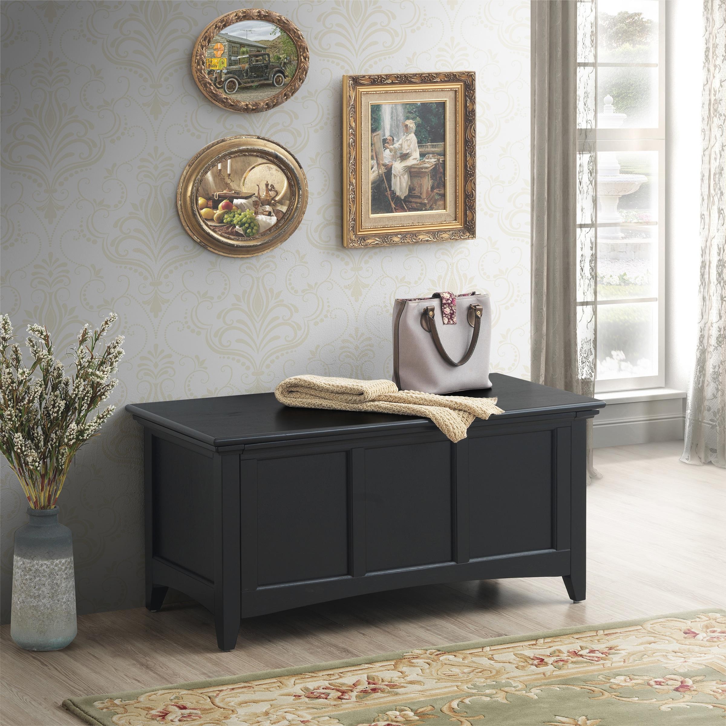Carolina Living Veranda Storage Chest Black: Modern Design, Bedroom Linen & Sheet Organizer, Wood Frame