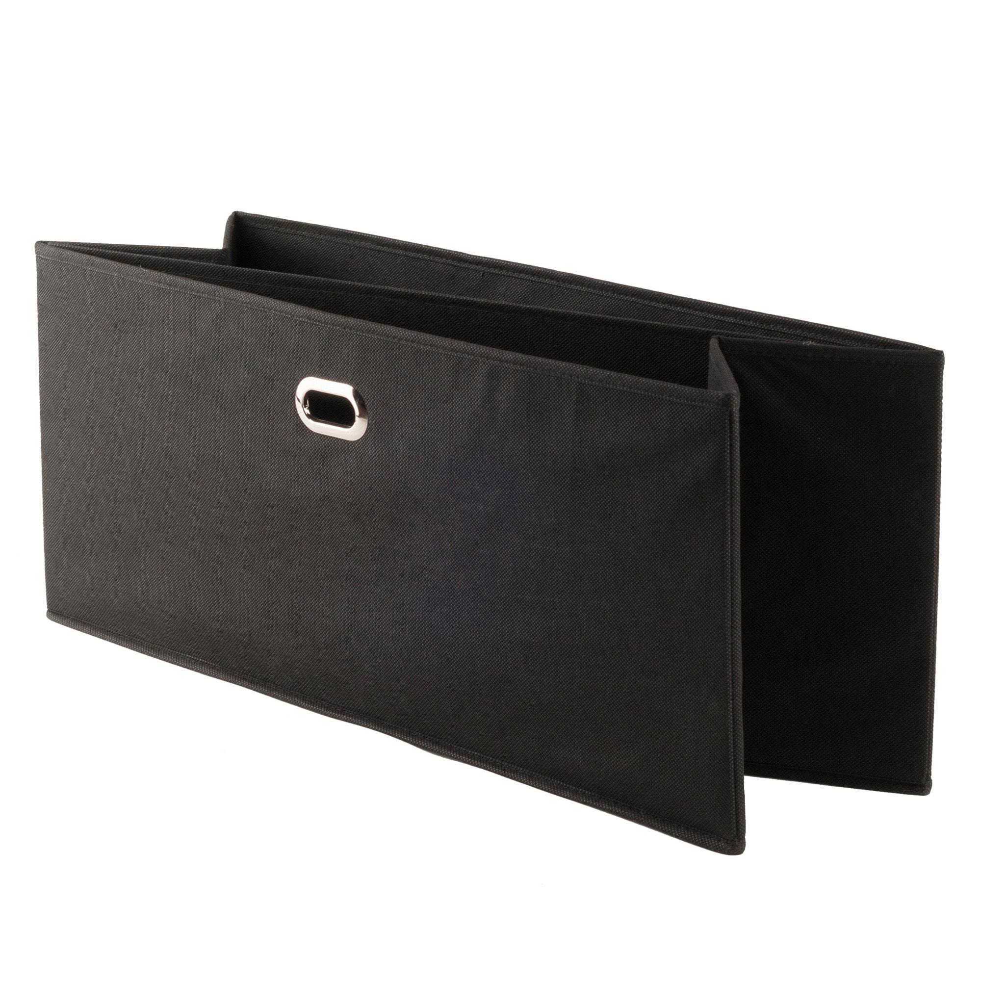 Decorative Basket Winsome Black: Foldable Fabric, Reinforced Chrome Handles, Fits 11" Cube Storage System