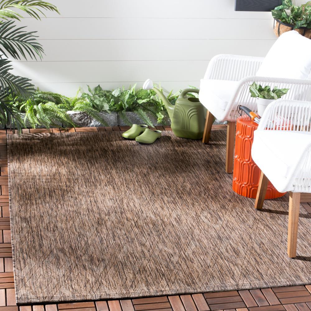 Courtyard CY8522 Power Loomed Indoor and Outdoor Area Rug - Brown/Brown - 8'x11' - Safavieh