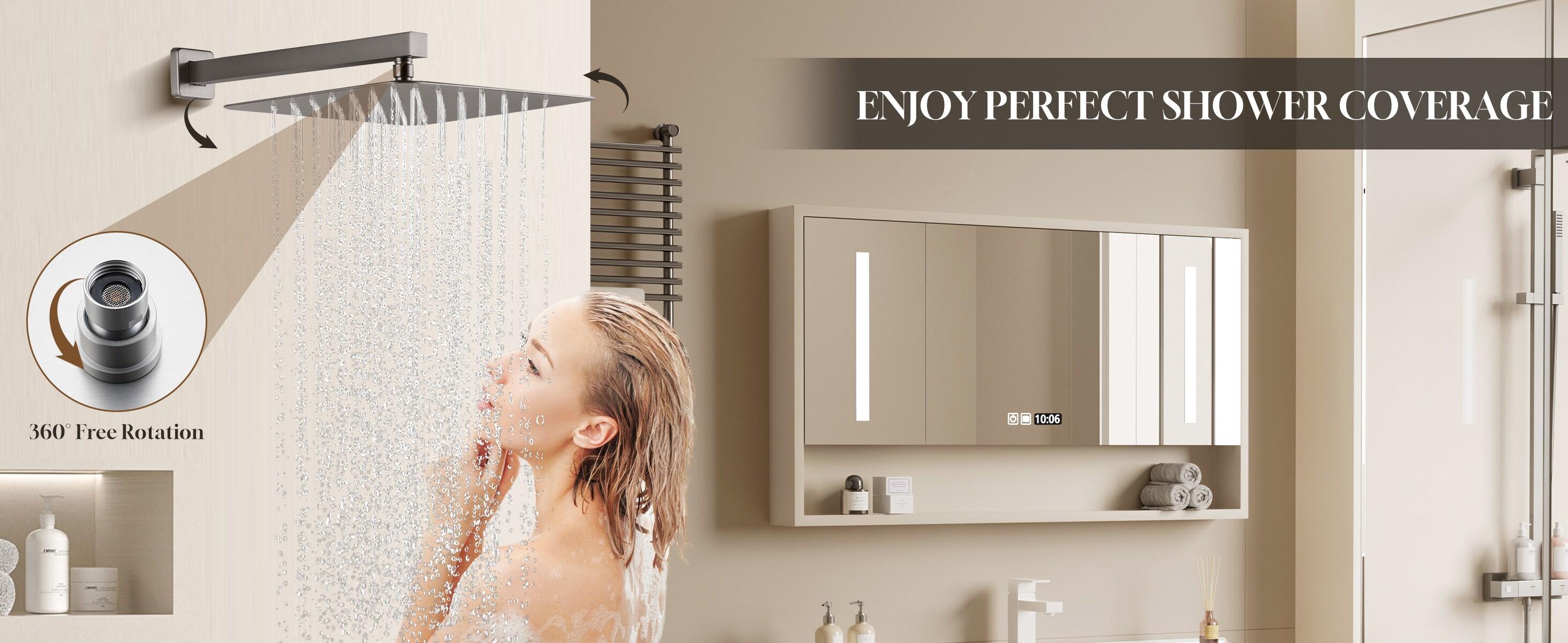 Revitalize 12 Inch Luxury Thermostatic Complete Shower System with Rough-in Valve