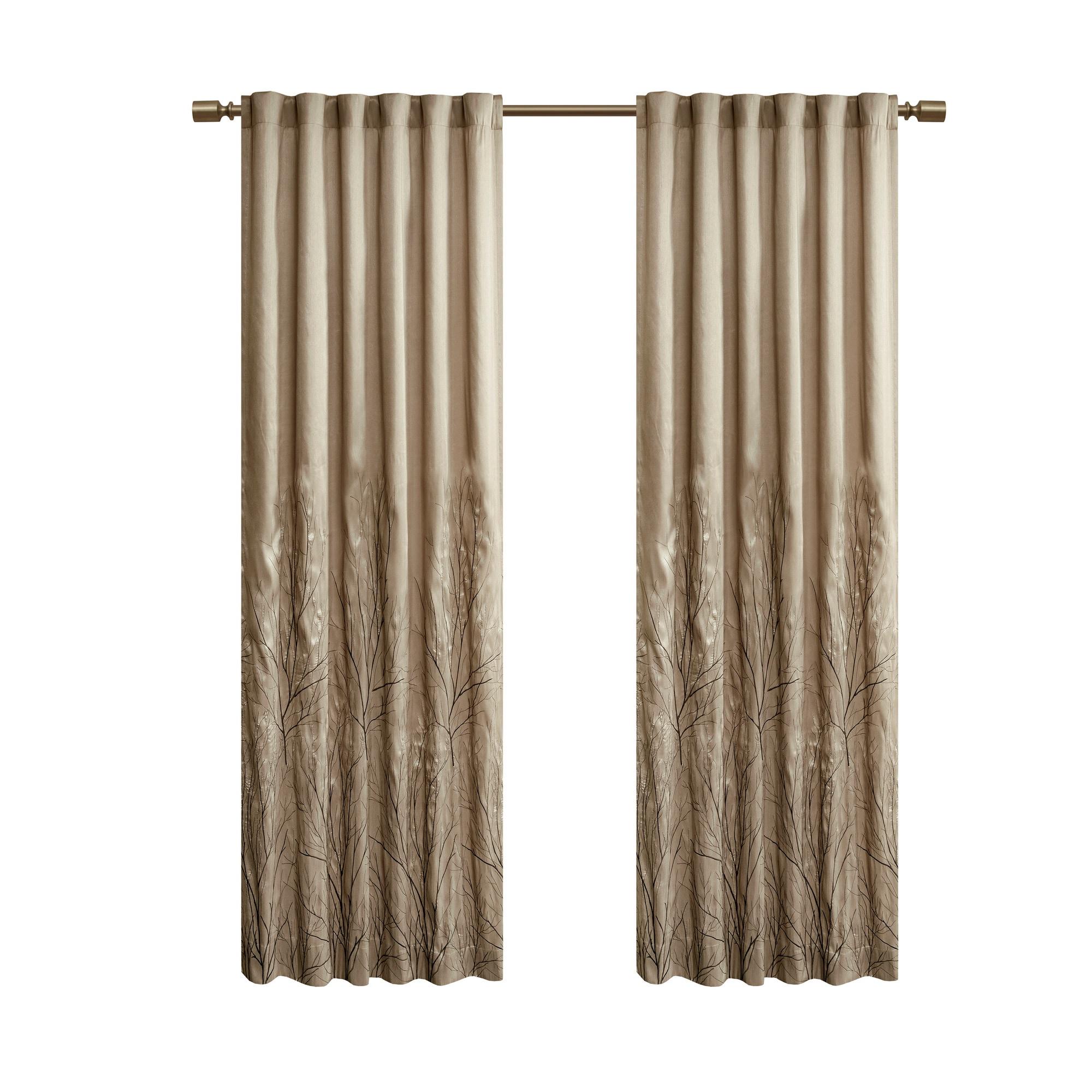 Andora Embroidered Branch Rod Pocket Single Curtain Panel