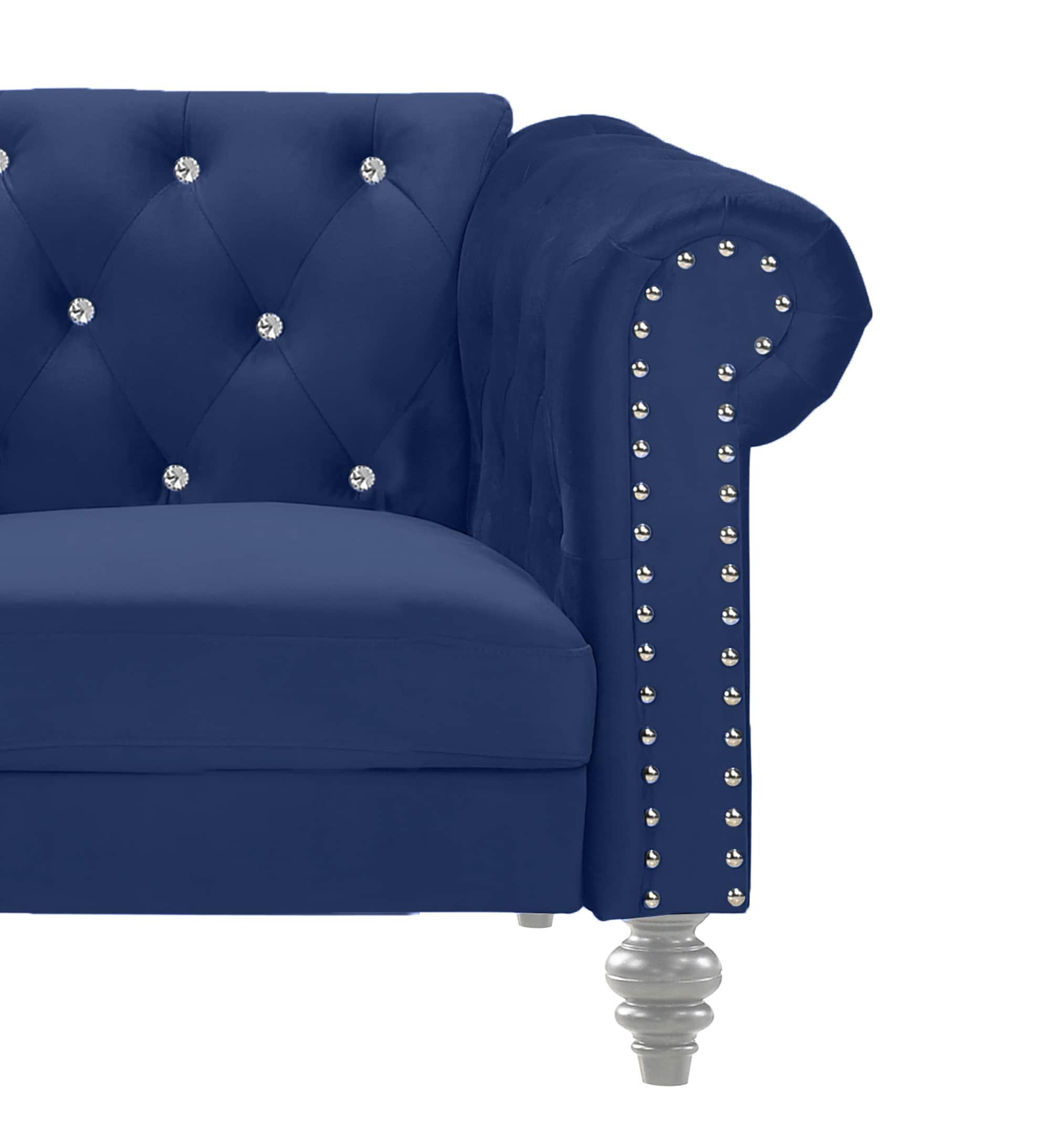 New Classic Furniture Emma Crystal Velvet Fabric Chair in Royal Blue