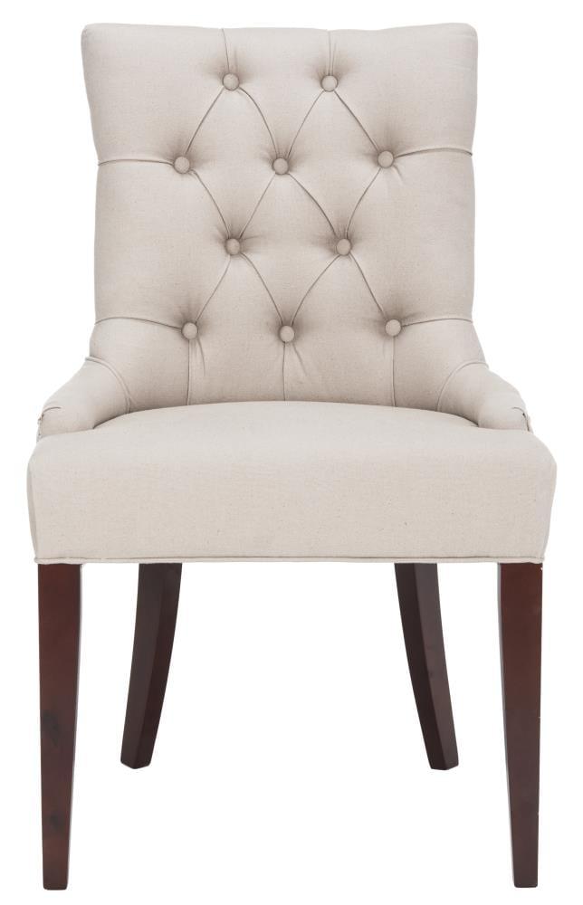 SAFAVIEH Amanda 19''H Tufted Chair Nickel Nail Head Taupe