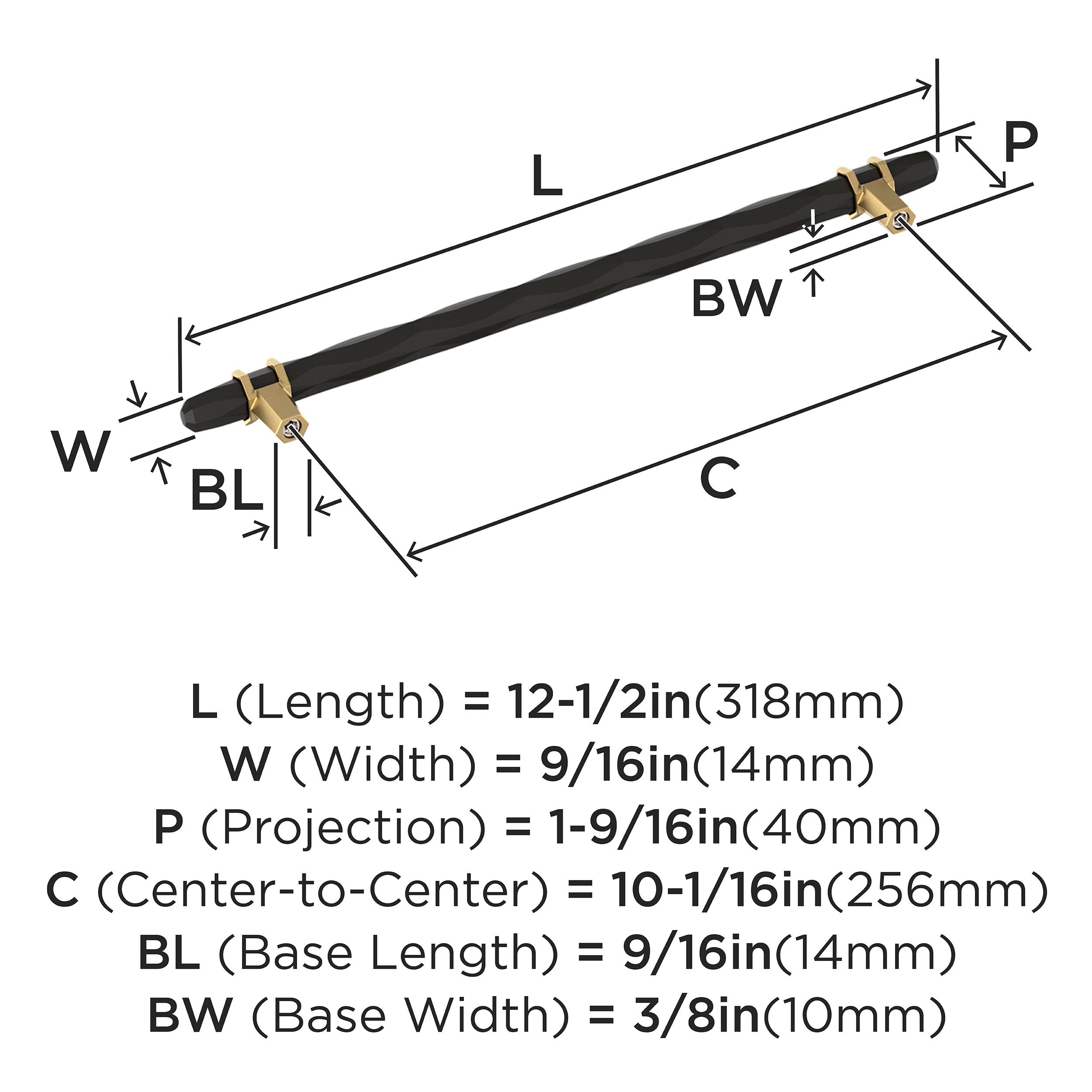 Amerock London 10-1/16 inch (256mm) Center-to-Center Black Bronze/Champagne Bronze Cabinet Pull