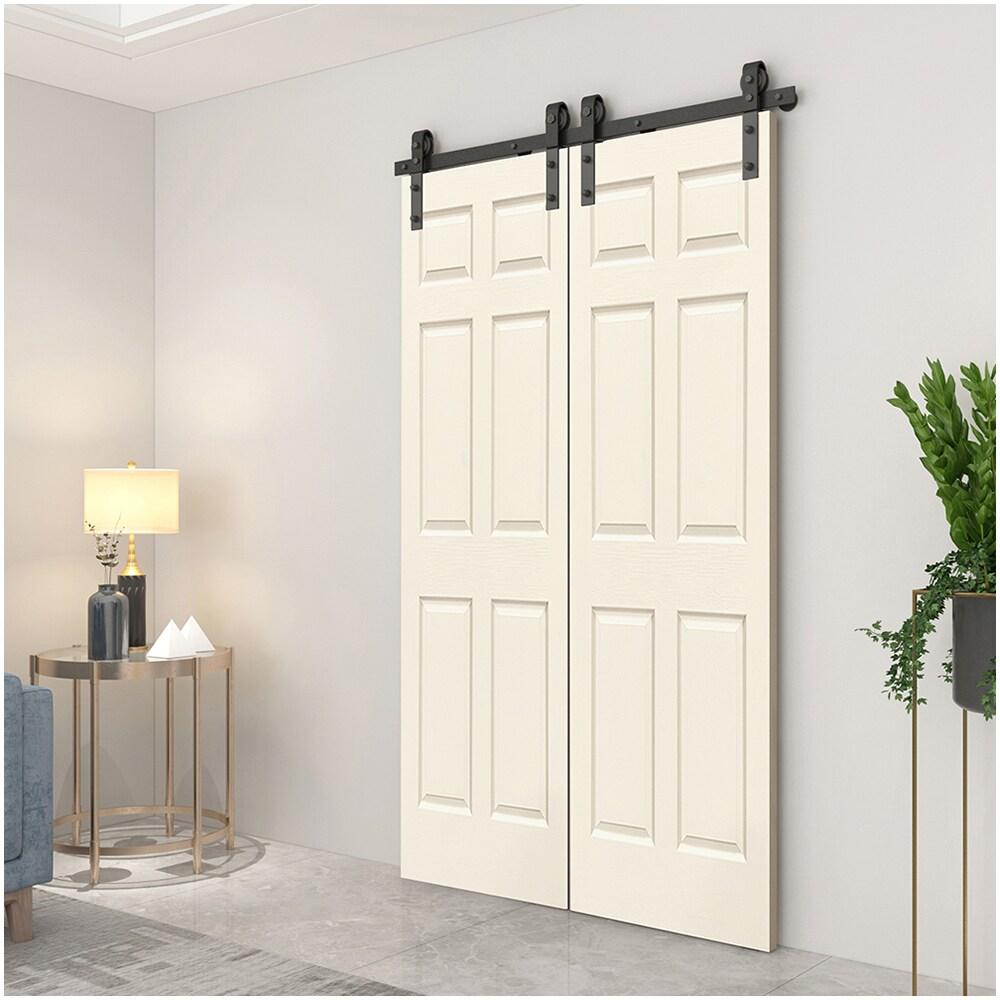 Calhome Paneled MDF Composite Double Bifold Barn Doors with Installation Hardware Kit