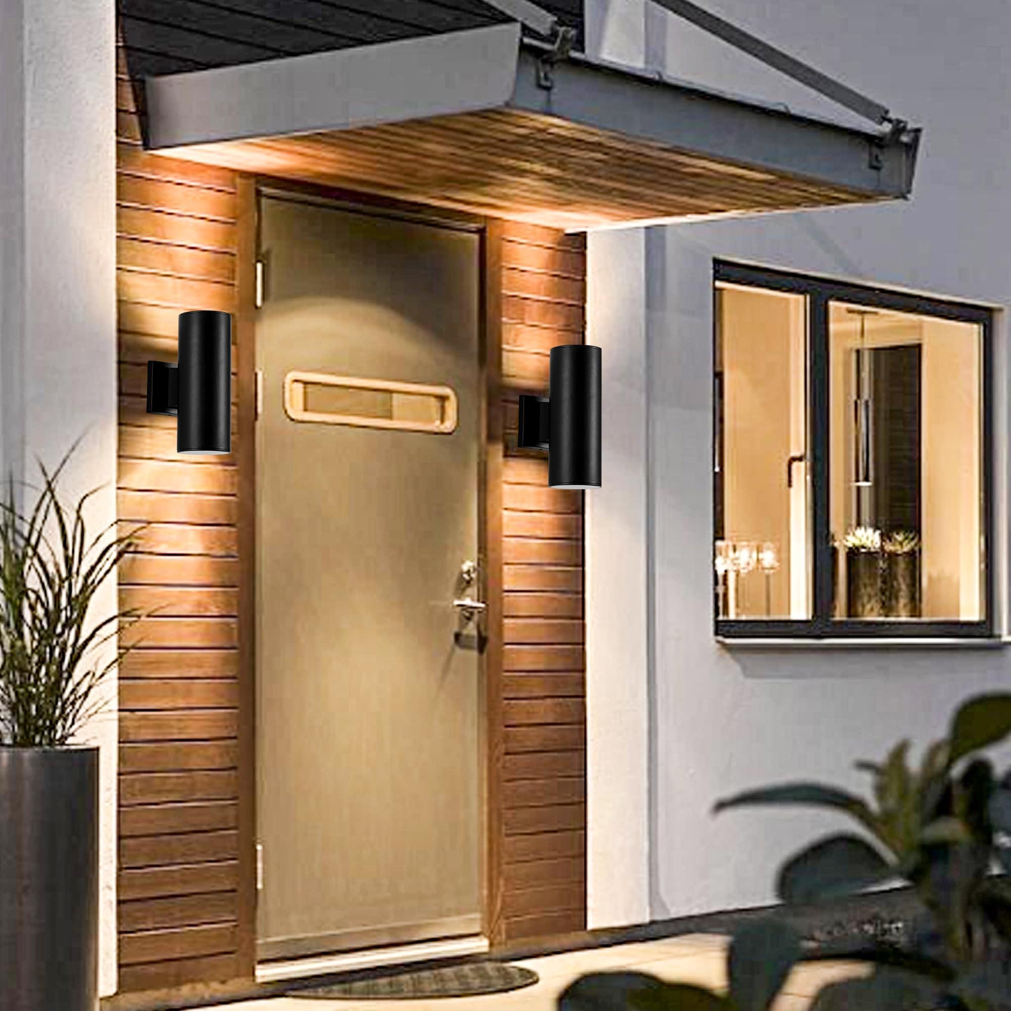 Cedar Hill 11 in. Cylinder Black LED Outdoor Wall Sconce