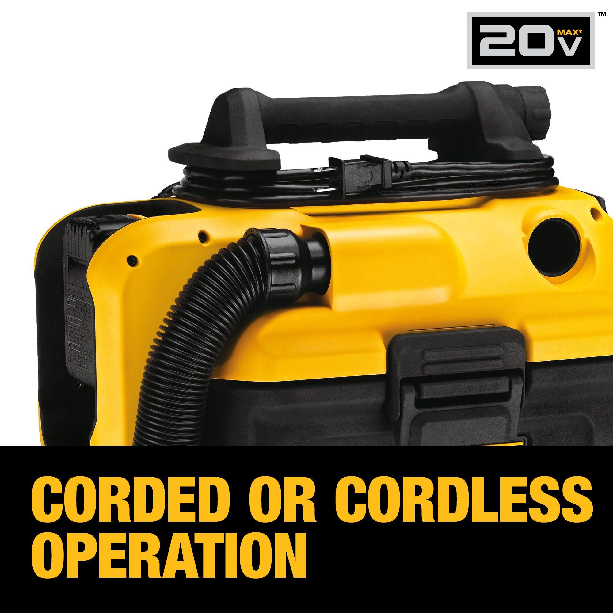 Yellow and Black Cordless Wet-Dry Handheld Vacuum with HEPA Filter