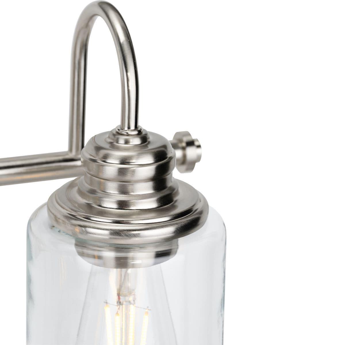 Progress Lighting Aiken 4-Light Bath Vanity Light, Brushed Nickel, Clear Glass Shade