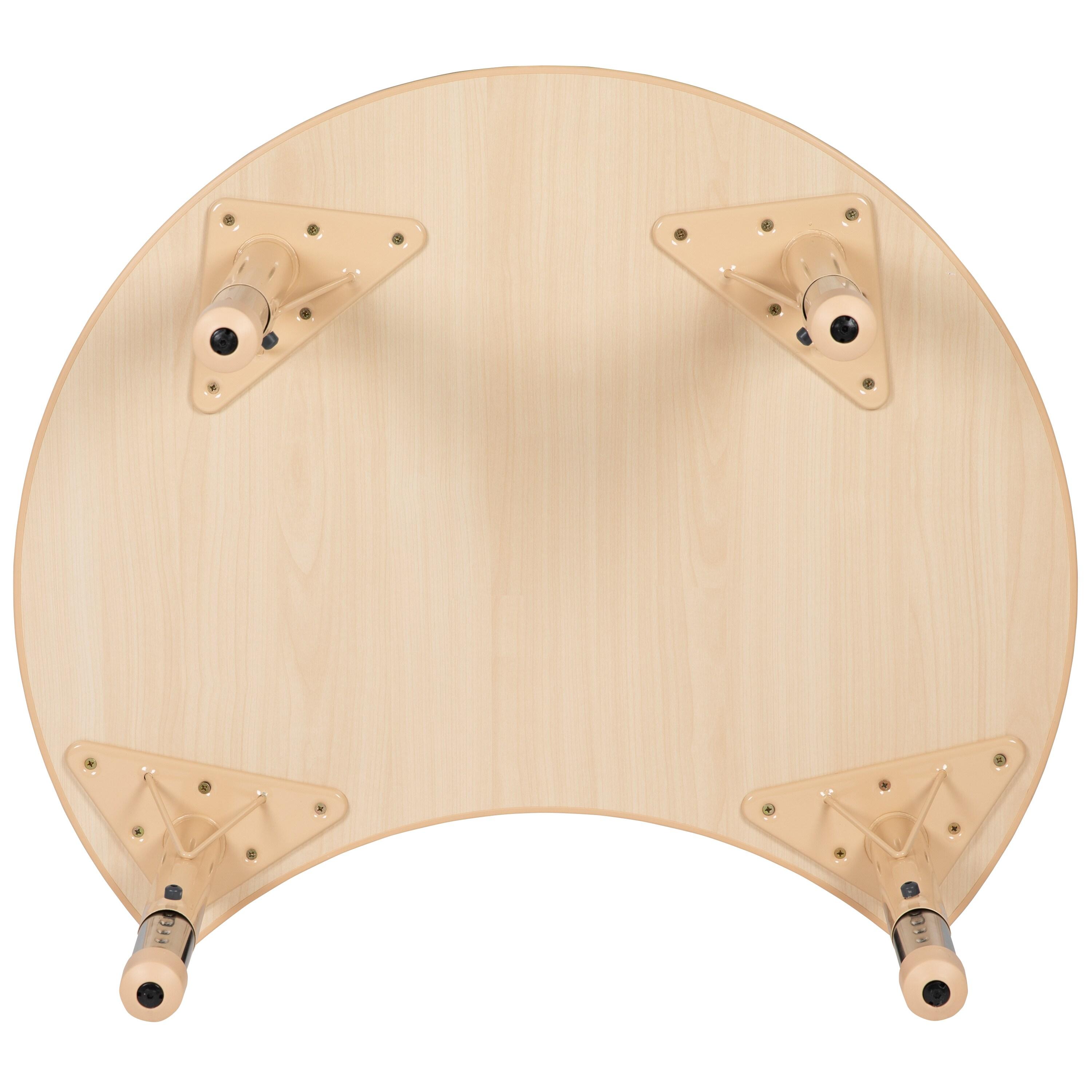 Flash Furniture Goddard 25.125"W x 35.5"L Crescent Plastic Adjustable Activity Table-Seats 4