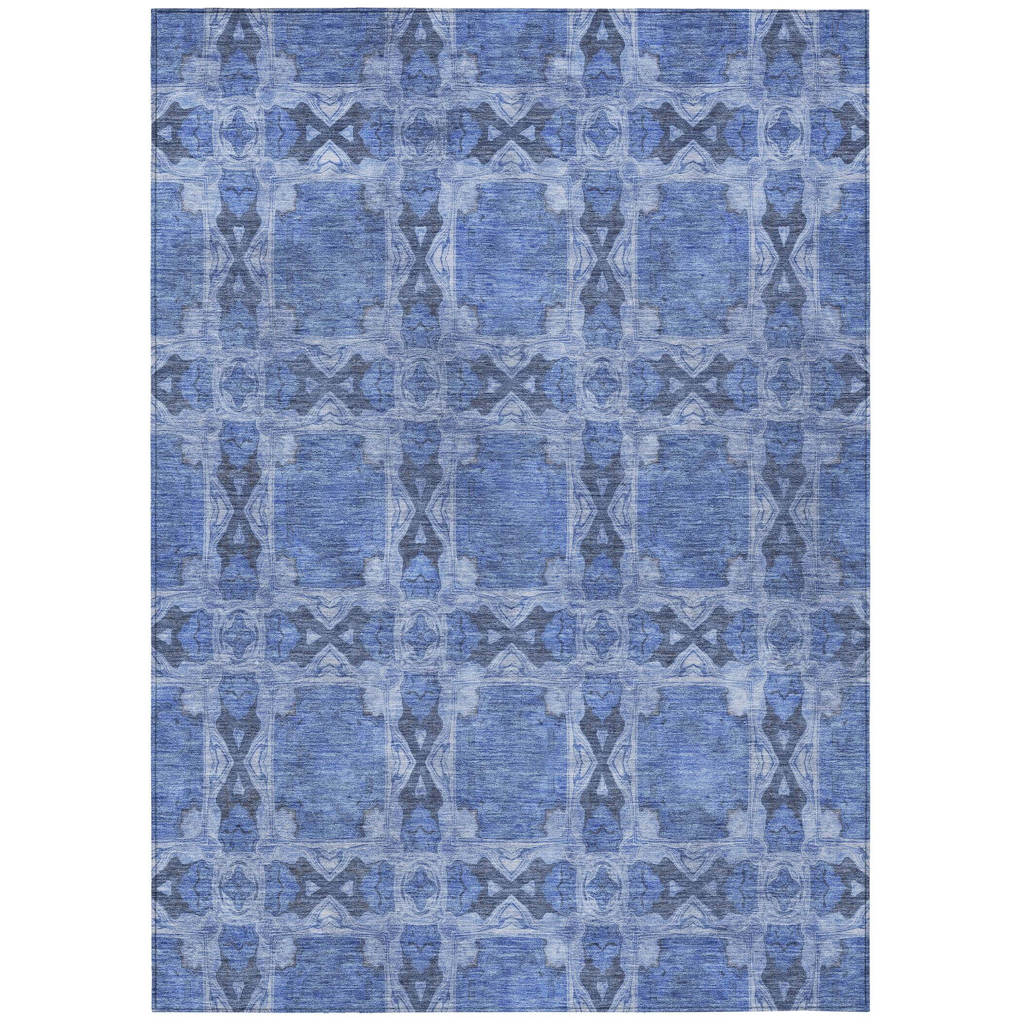 Denim Blue Flat Woven Synthetic 5' x 7'6" Area Rug