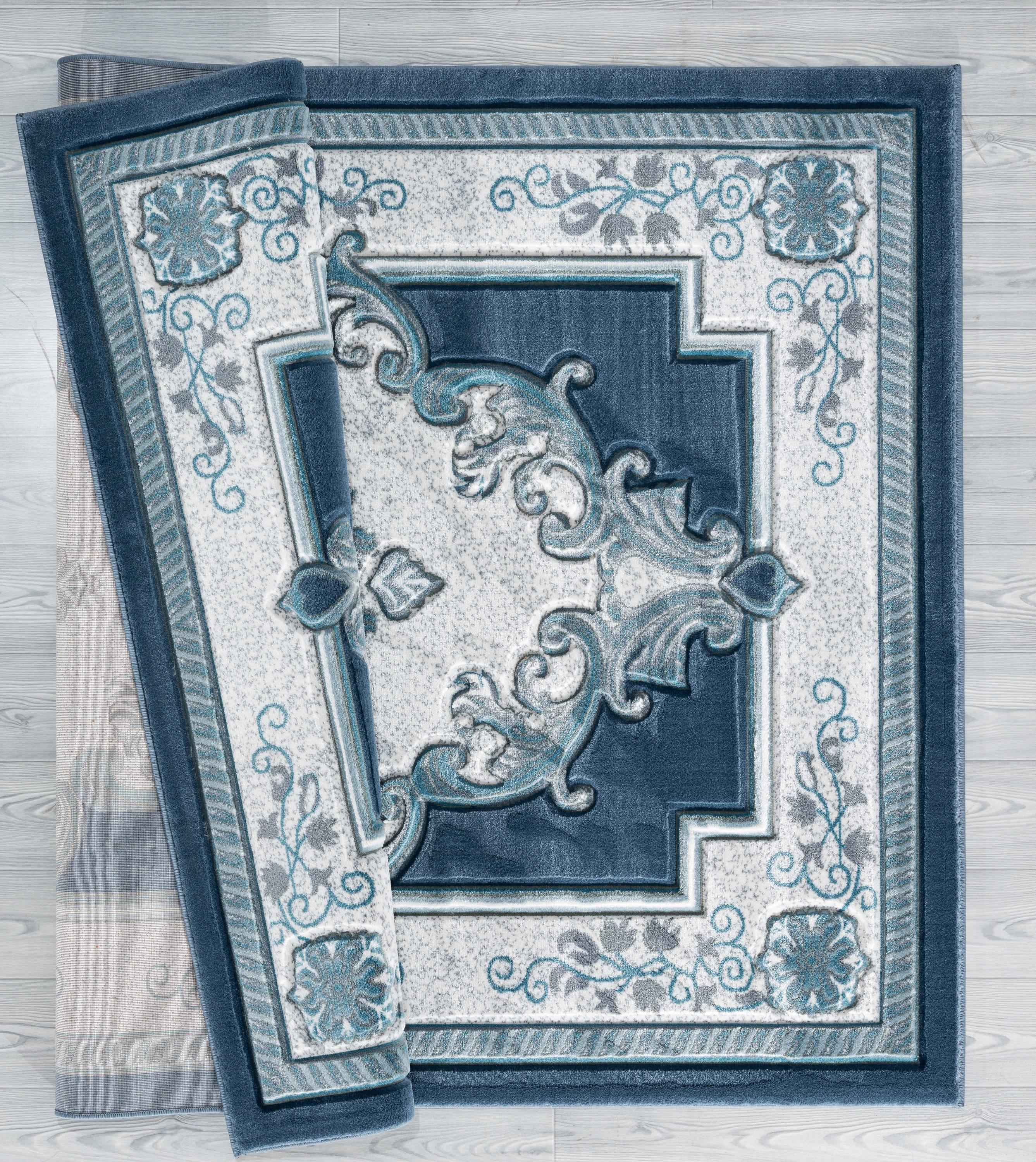Designer Home Swan Area Rug 2050 10563 Fallon Aqua Medallion Curls 7' 10" x 10' 6" Rectangle