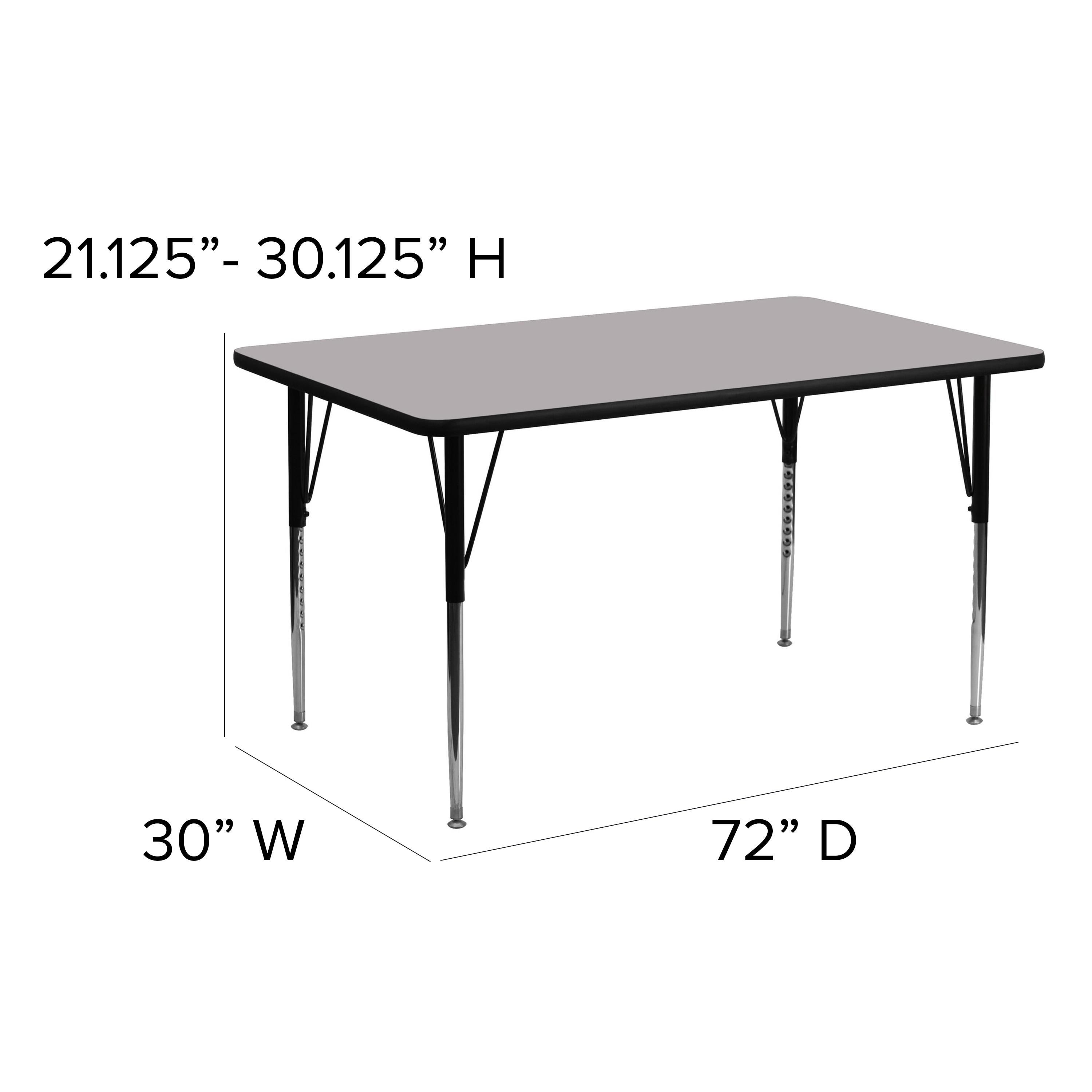 Goddard 24''W x 48''L Rectangular HP Laminate Activity Table - Adjustable Legs