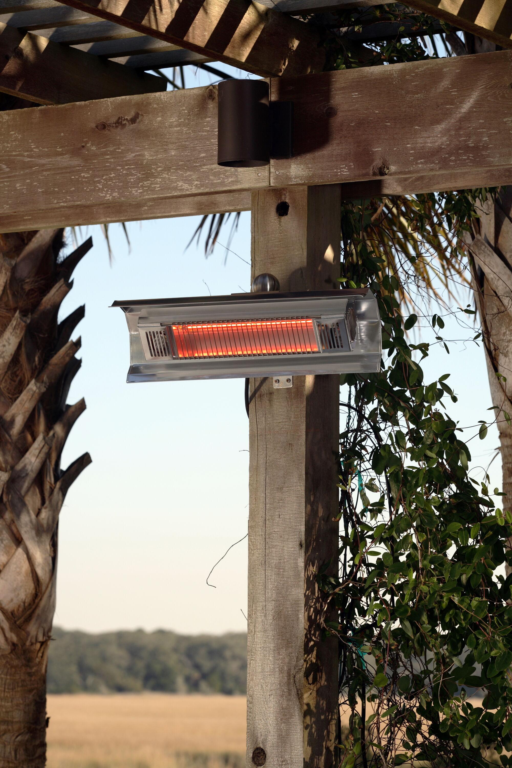 Fire Sense Wall Mounted Infrared Patio Heater 1500W Weatherproof for Indoor Outdoor-Stainless Steel