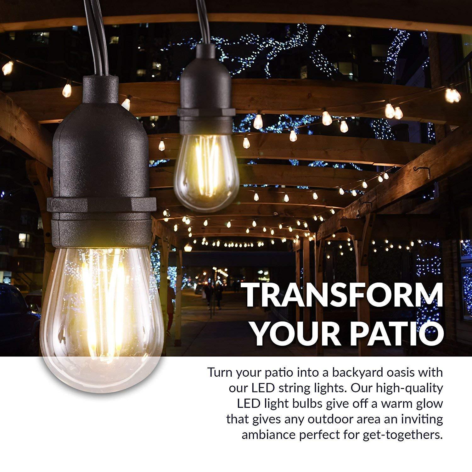 Newhouse Lighting LED String Lights with Weatherproof Technology, Dimmable with Wireless Remote Control, 48ft and 16 (15+1 free) LED Light Bulbs Included, Black (CSTRINGLEDDIM)