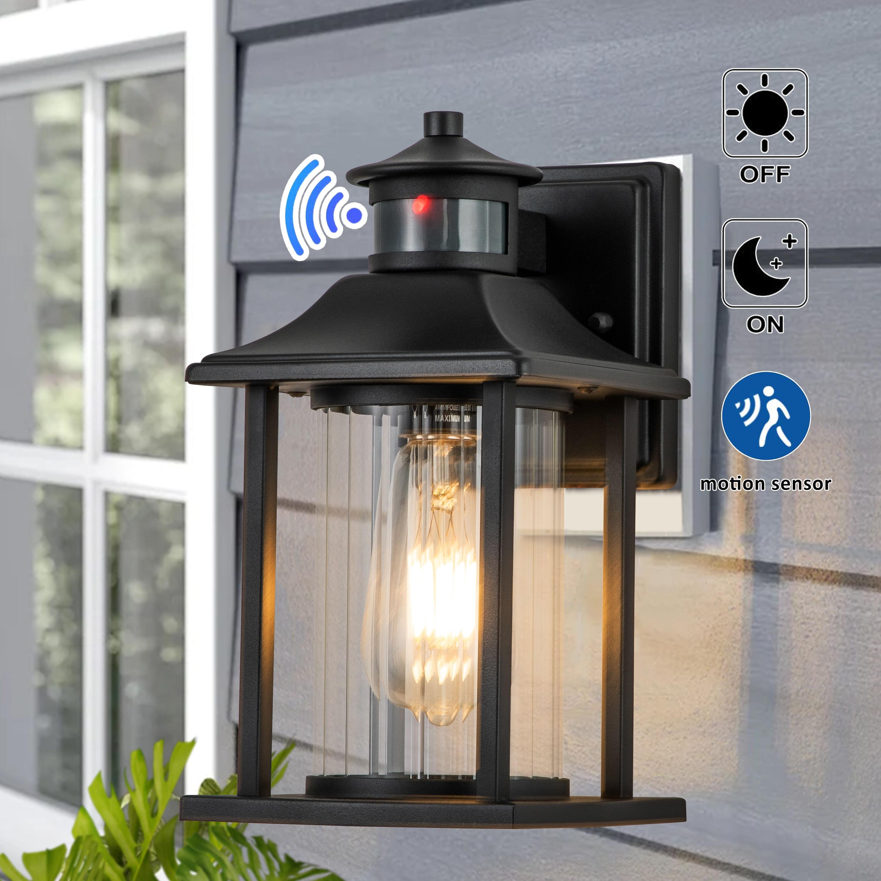 C Cattleya 2-Pack Matte Black Motion Sensing Dusk to Dawn Outdoor Wall Lights (E26)