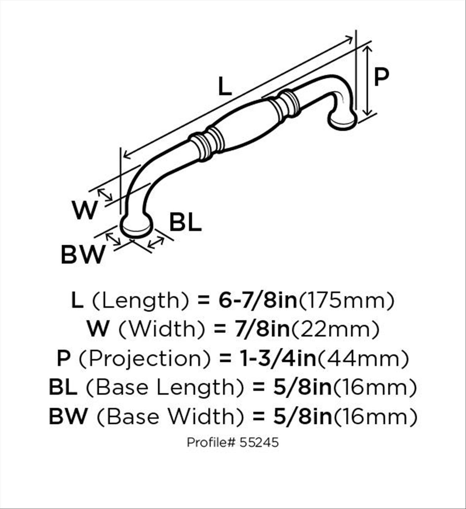 Amerock Granby 6-5/16 inch (160mm) Center-to-Center Satin Nickel Cabinet Pull