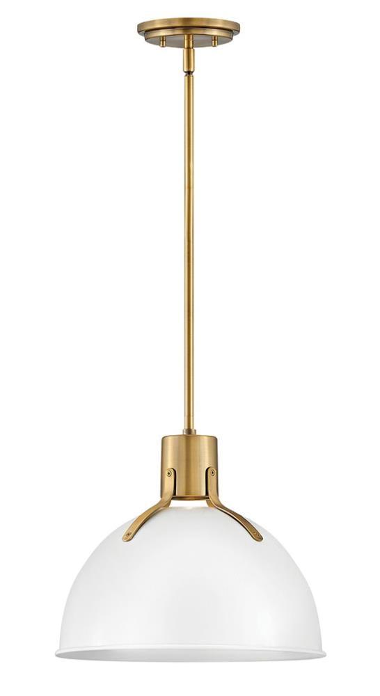 Argo Polished White 14" LED Bowl Pendant with Vintage Industrial Design