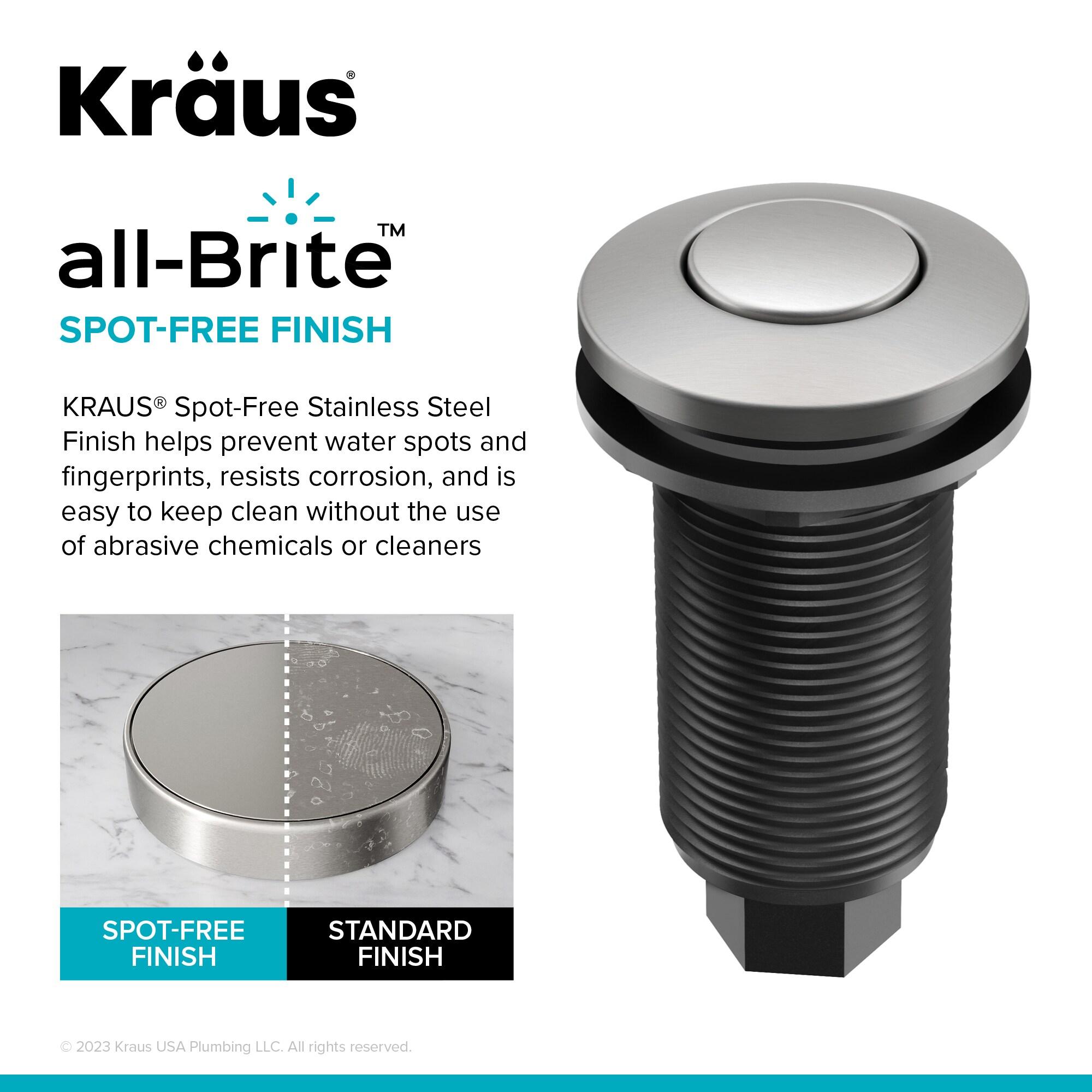 Kraus KRAUS Garbage Disposal Air Switch Kit with Push Button, AC Adapter, Power Cord, and Air Tube Included