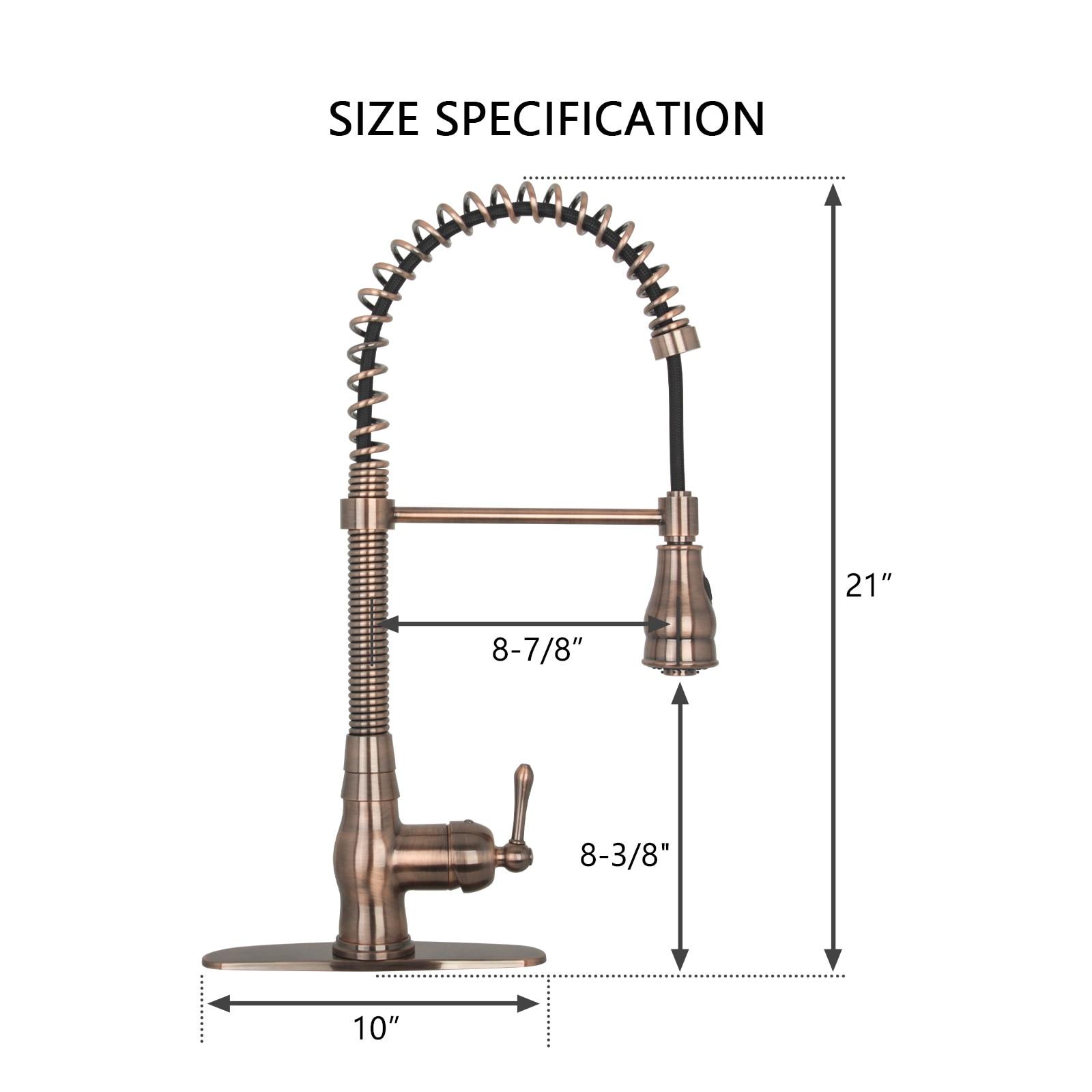 Akicon Pre-Rinse Spring Kitchen Faucet, Single Level with Pull Down Sprayer Copper Copper Finish
