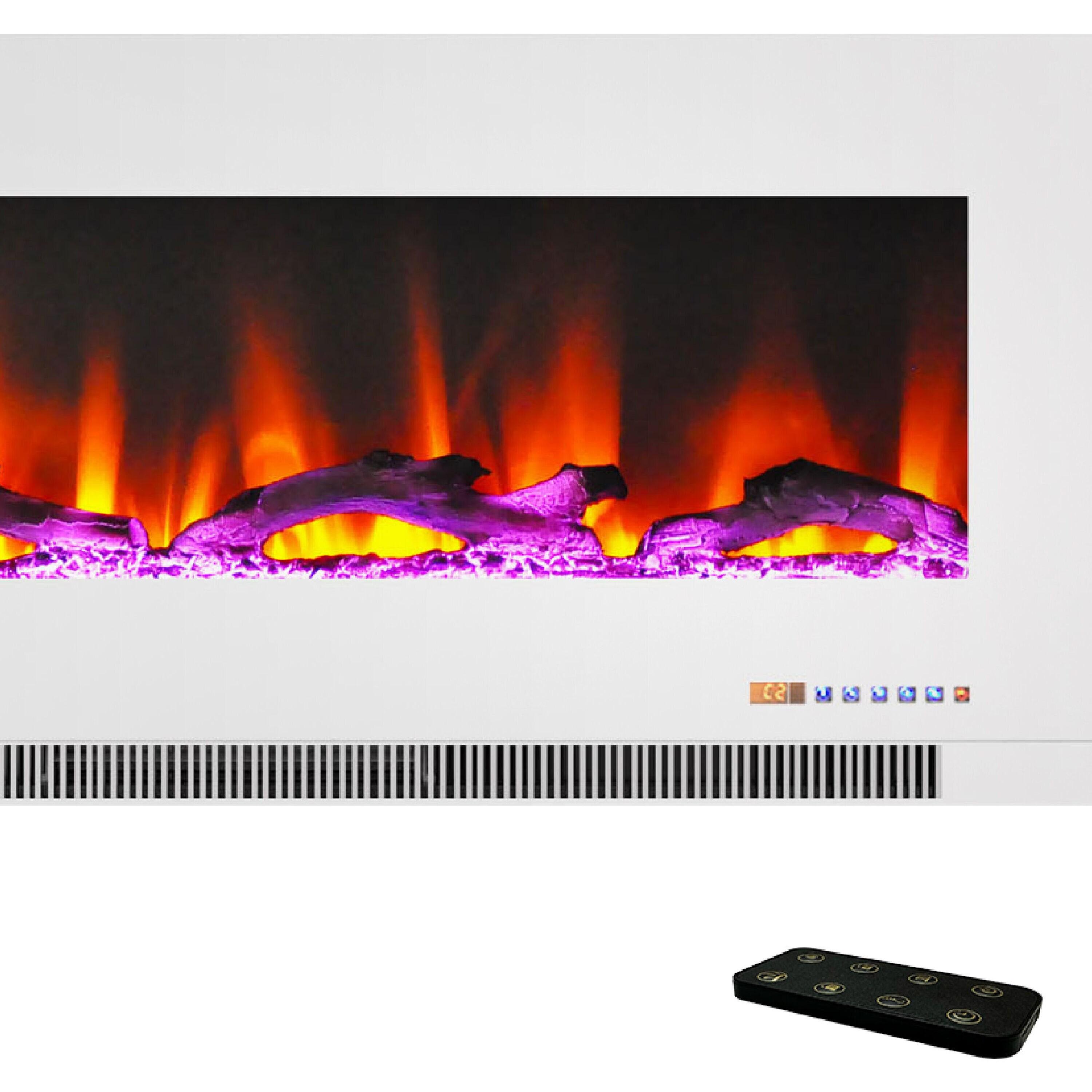 Cambridge Cambridge Wall Mount Electric Fireplace Heater with Remote Control for Indoor Use in Living Room, Bedroom, Home Office