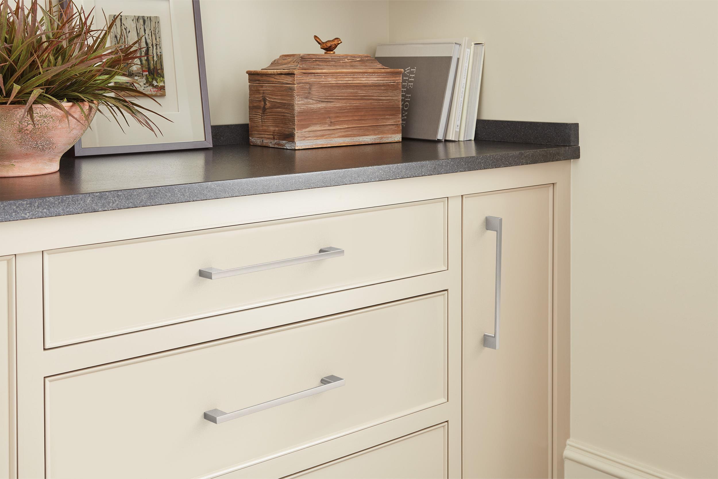 8.63" Brushed Nickel Modern Cabinet Pull with Mounting Hardware