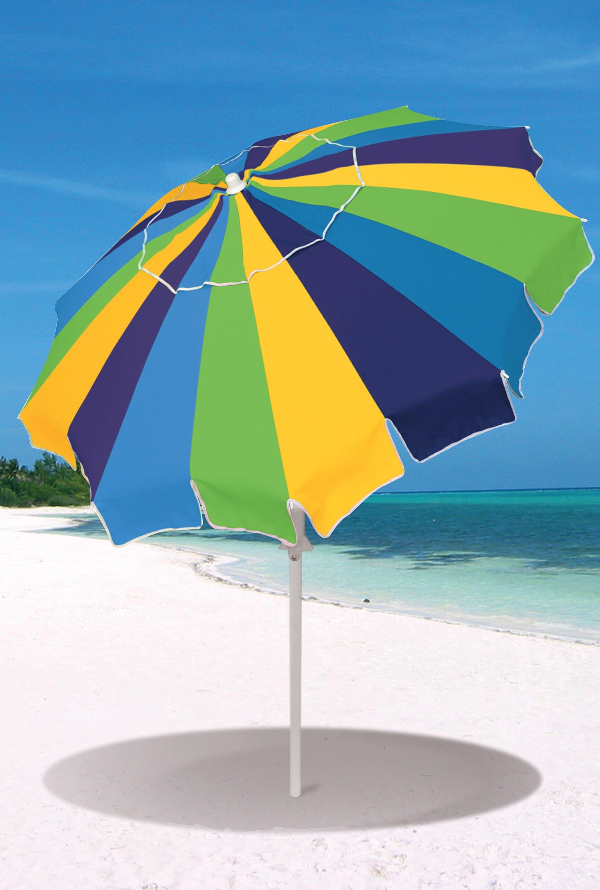 7 ft. Multicolor Beach Umbrella with Sand Anchor and Carry Bag