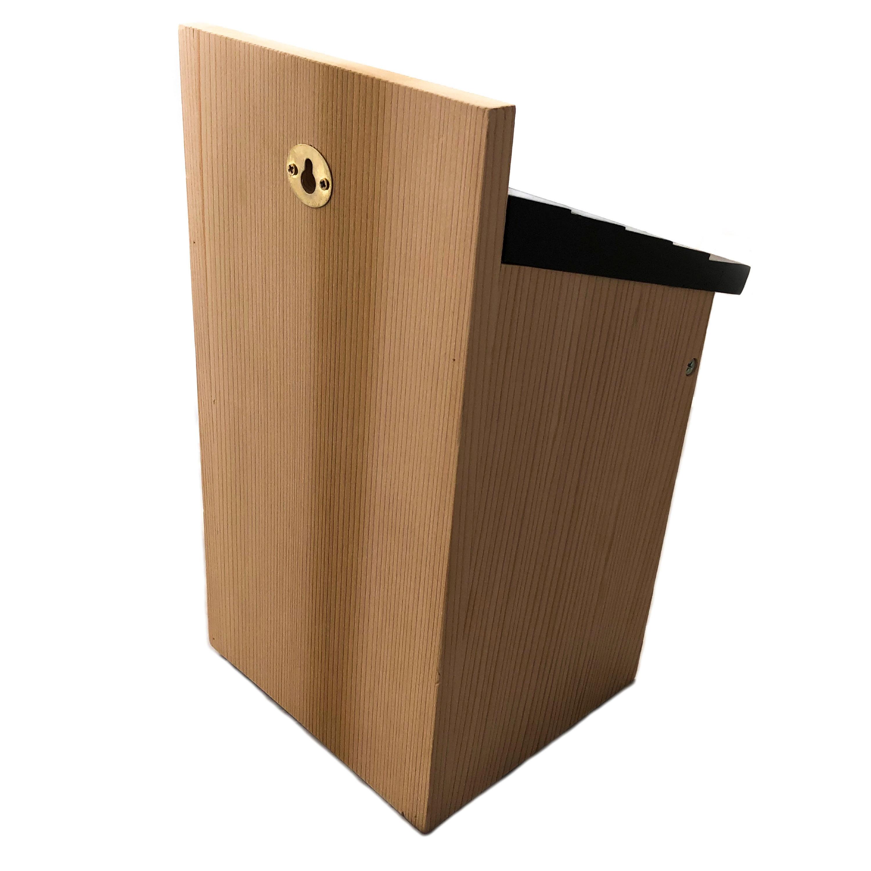 Natural Cedar Wood Birdhouse with Black Slanted Roof