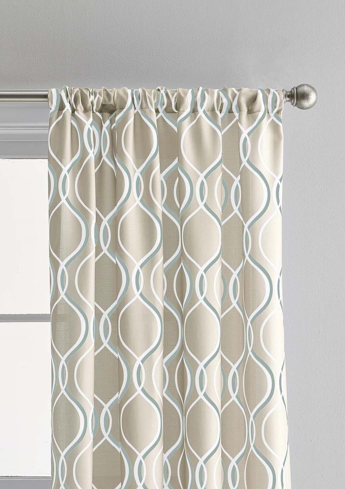 CHF Morocco Poletop Curtain, Geometric 50"x 84", Aqua, Adult