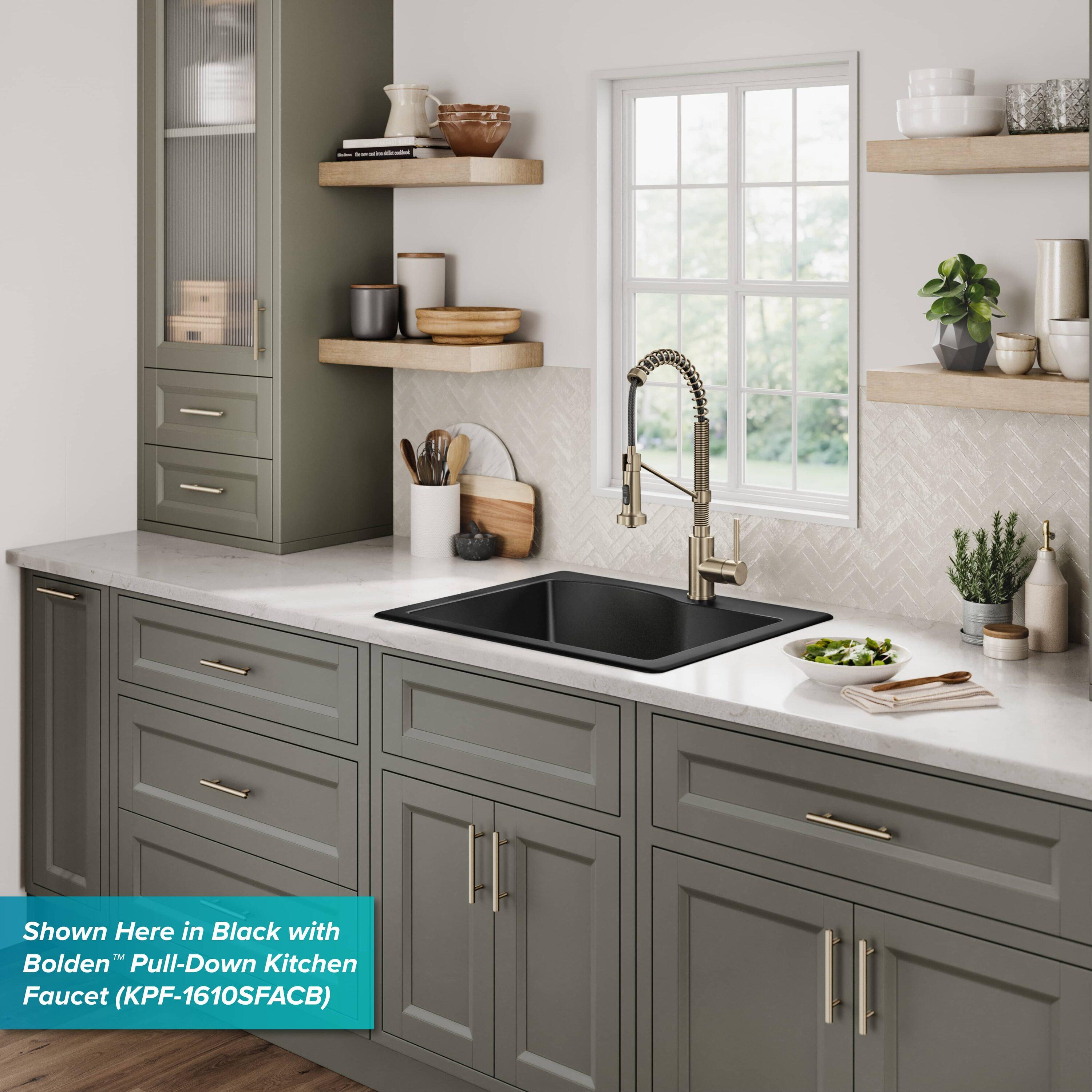 KRAUS Quarza™ 25" L Dual Mount Single Bowl Granite Kitchen Sink
