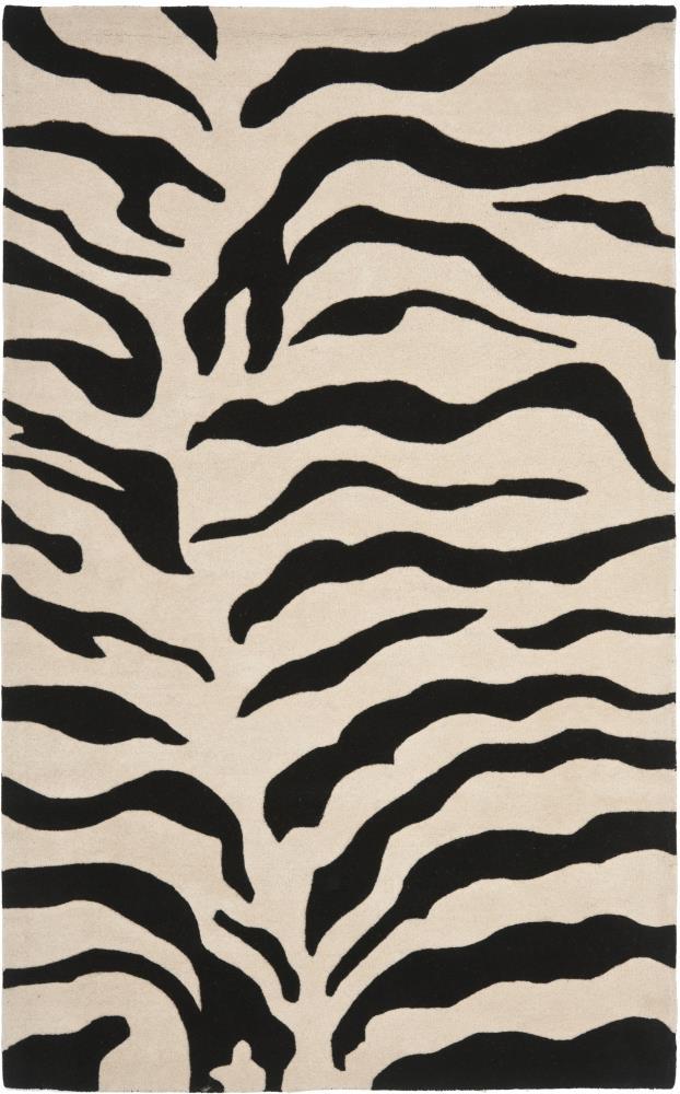 SAFAVIEH Soho Frazier Zebra Striped Wool Area Rug, Beige/Black, 5' x 8'