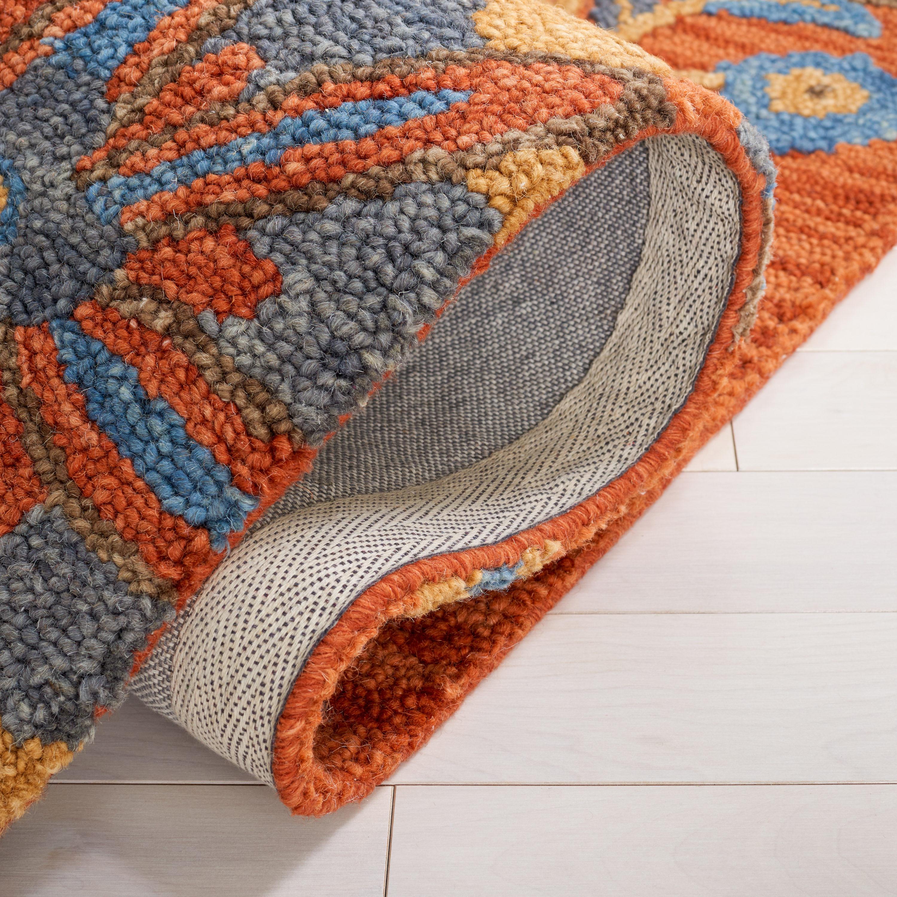Blossom BLM175 Hand Tufted Area Rug - Rust/Blue - 5'x8' - Safavieh..