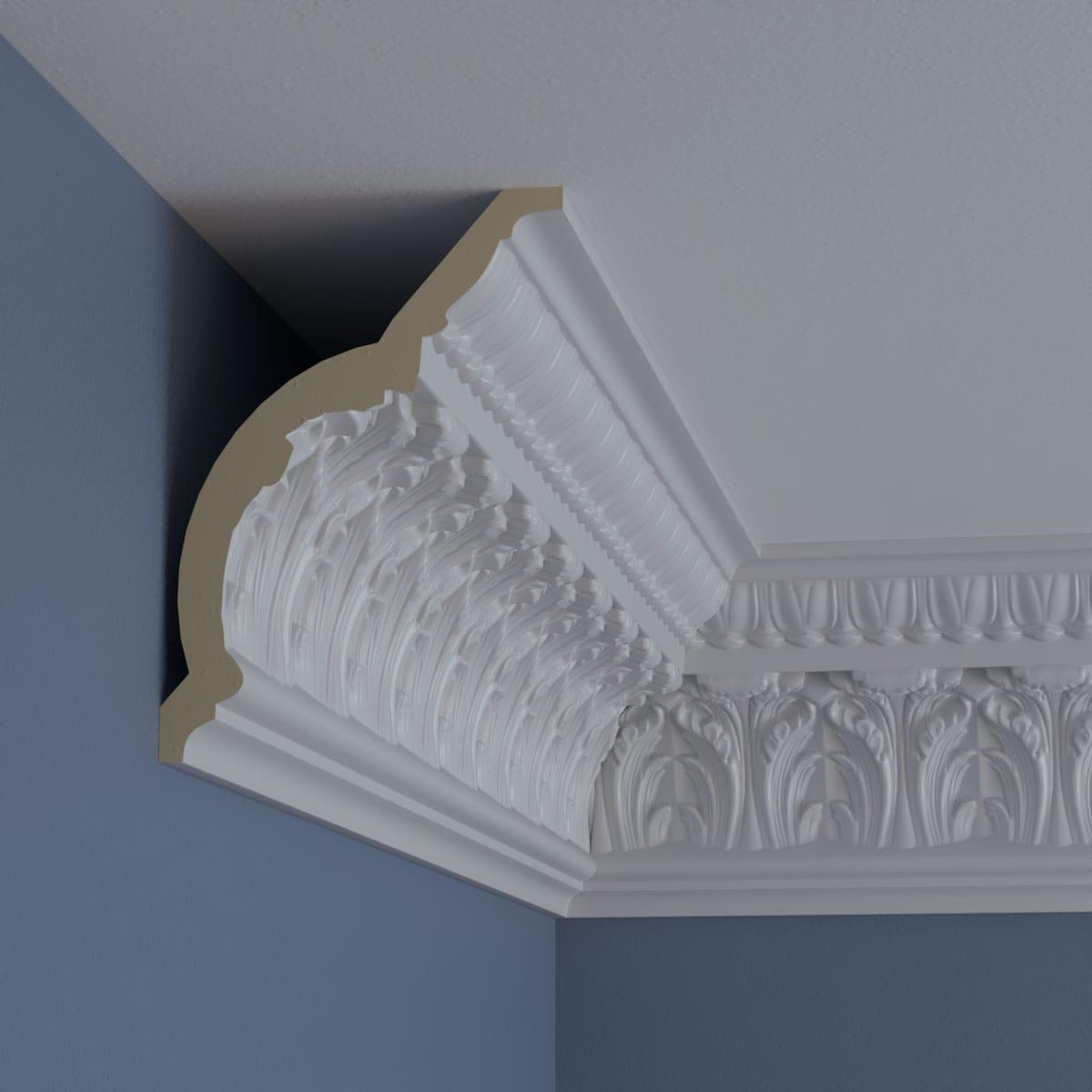 Ekena Millwork 7 3/4"H x 5 1/2"P x 9 1/2"F x 94 1/2"L Odessa Leaf Dentil Crown Moulding