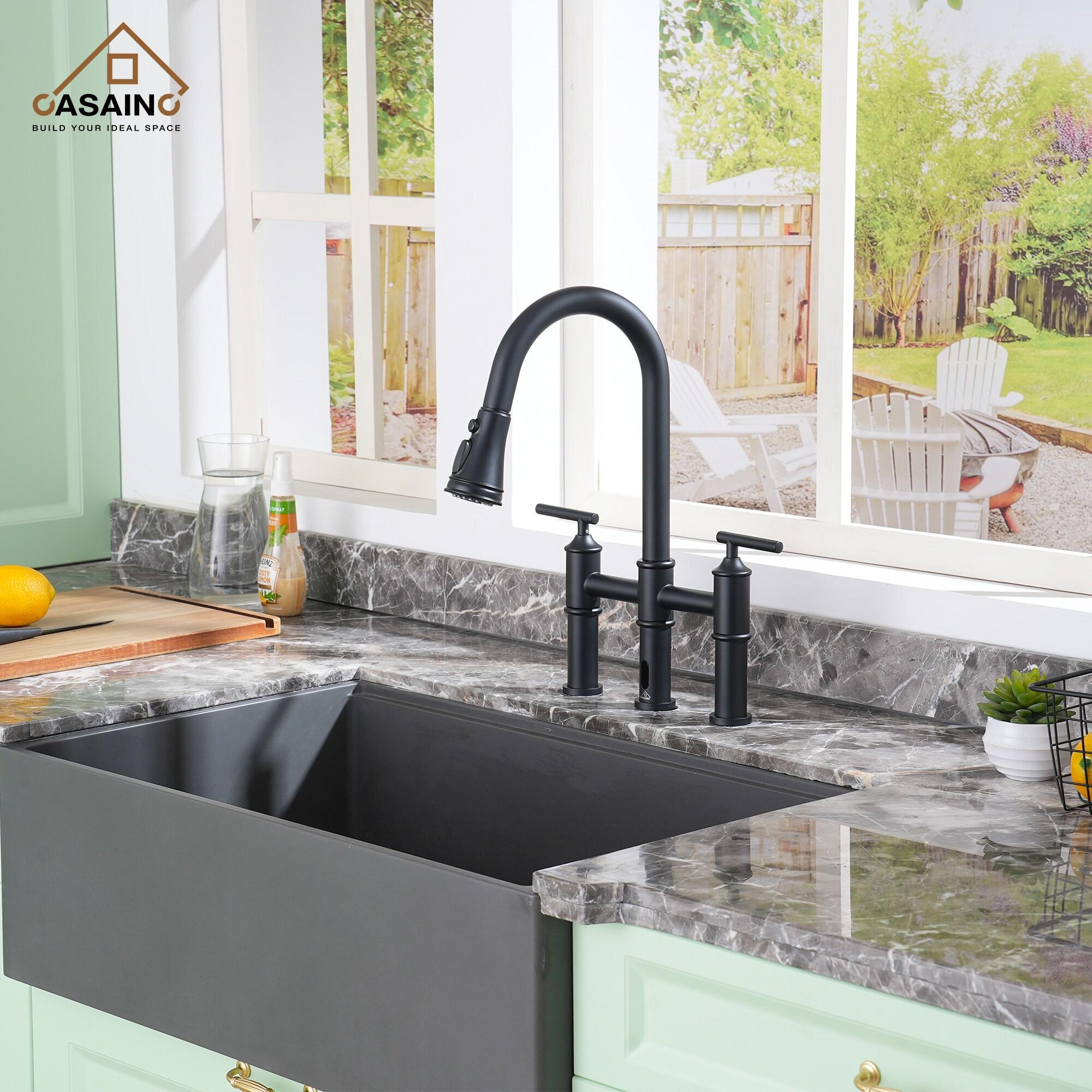 CASAINC 1.8 GPM Single-Handle Spring Pull-Down Kitchen Faucet Single Hole Faucet