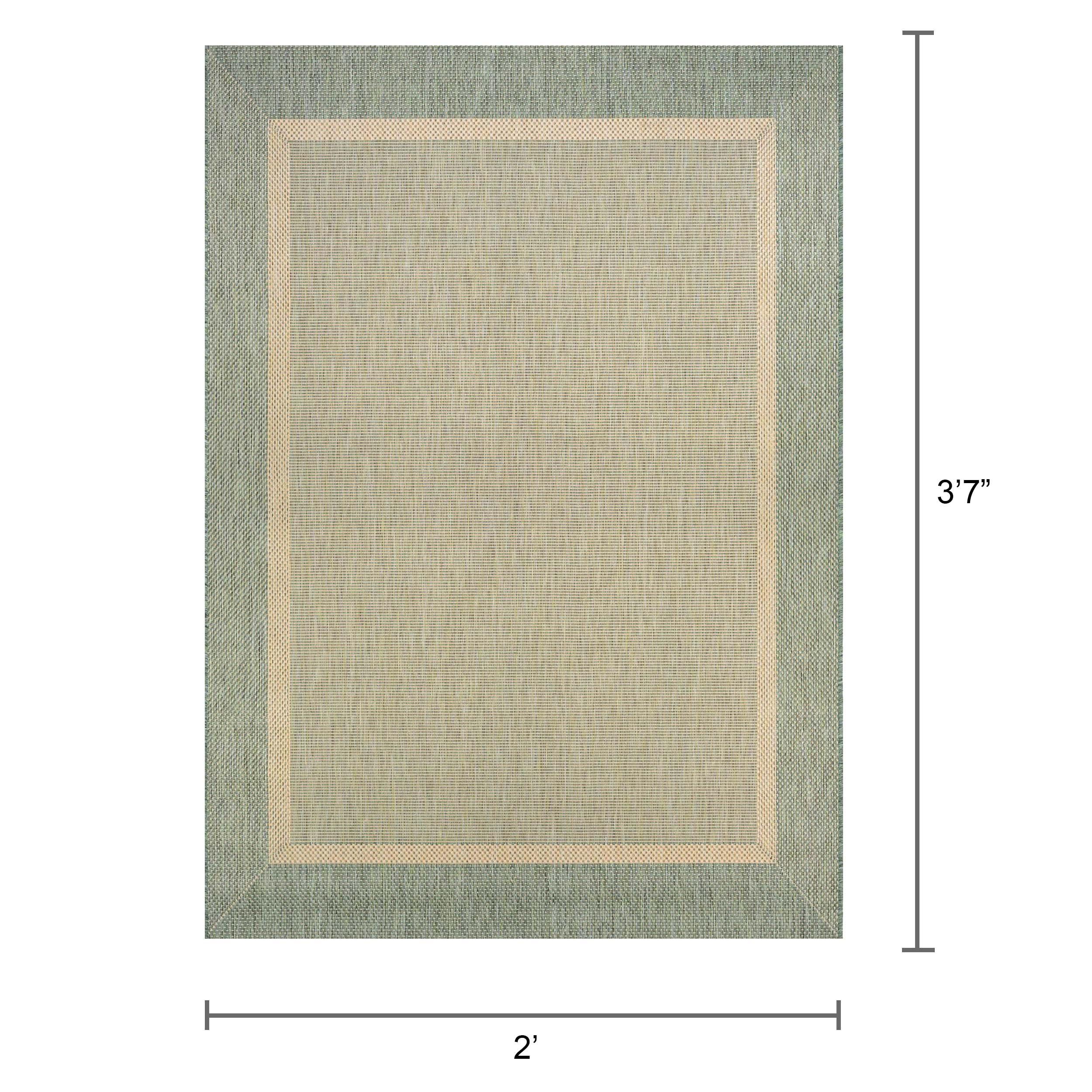 Couristan Recife Stria Texture Indoor/Outdoor Rug, 2' x 3'7", Rectangle, Natural- Green Color, Hose Washable, 5526/1812