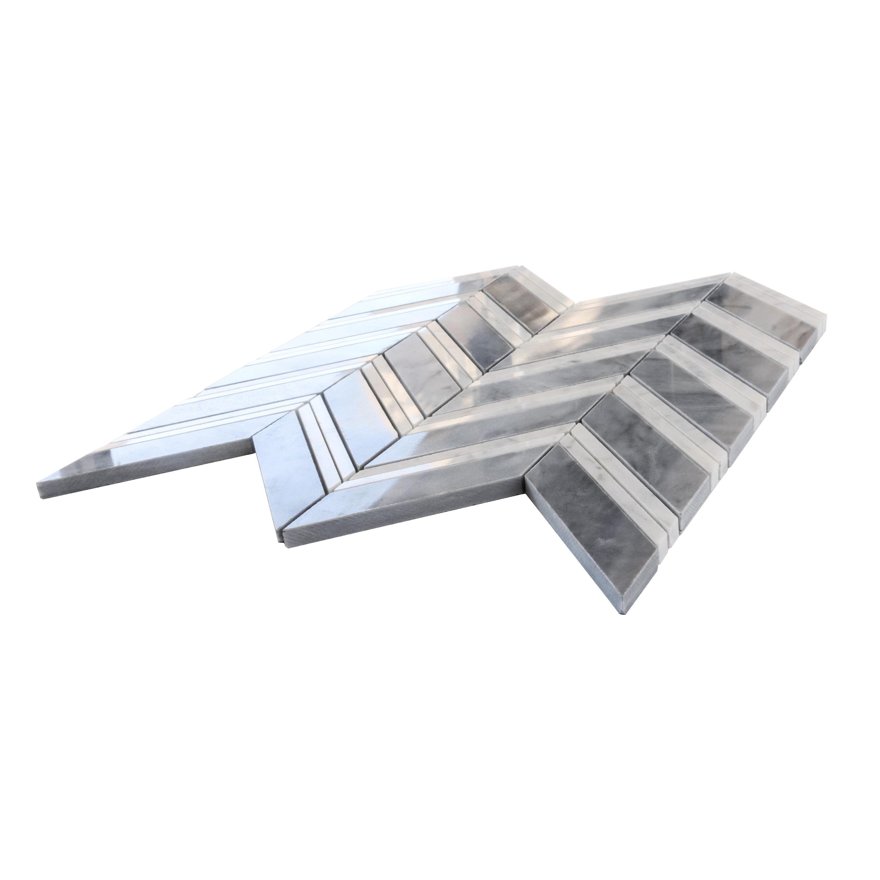 11" X 11.8" Herringbone Marble Polished Tile