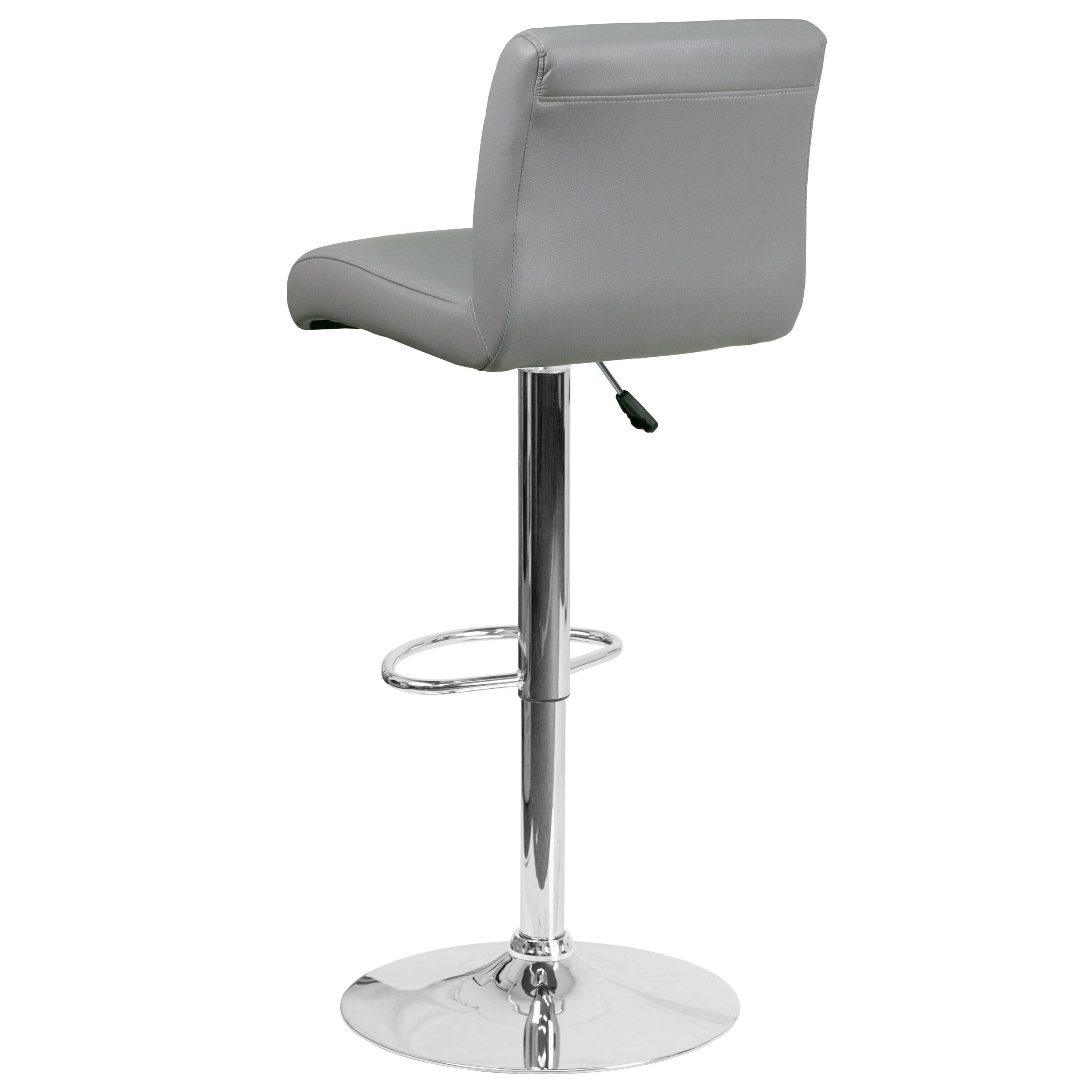 Flash Furniture Contemporary Vinyl Adjustable Height Barstool with Rolled Seat and Chrome Base