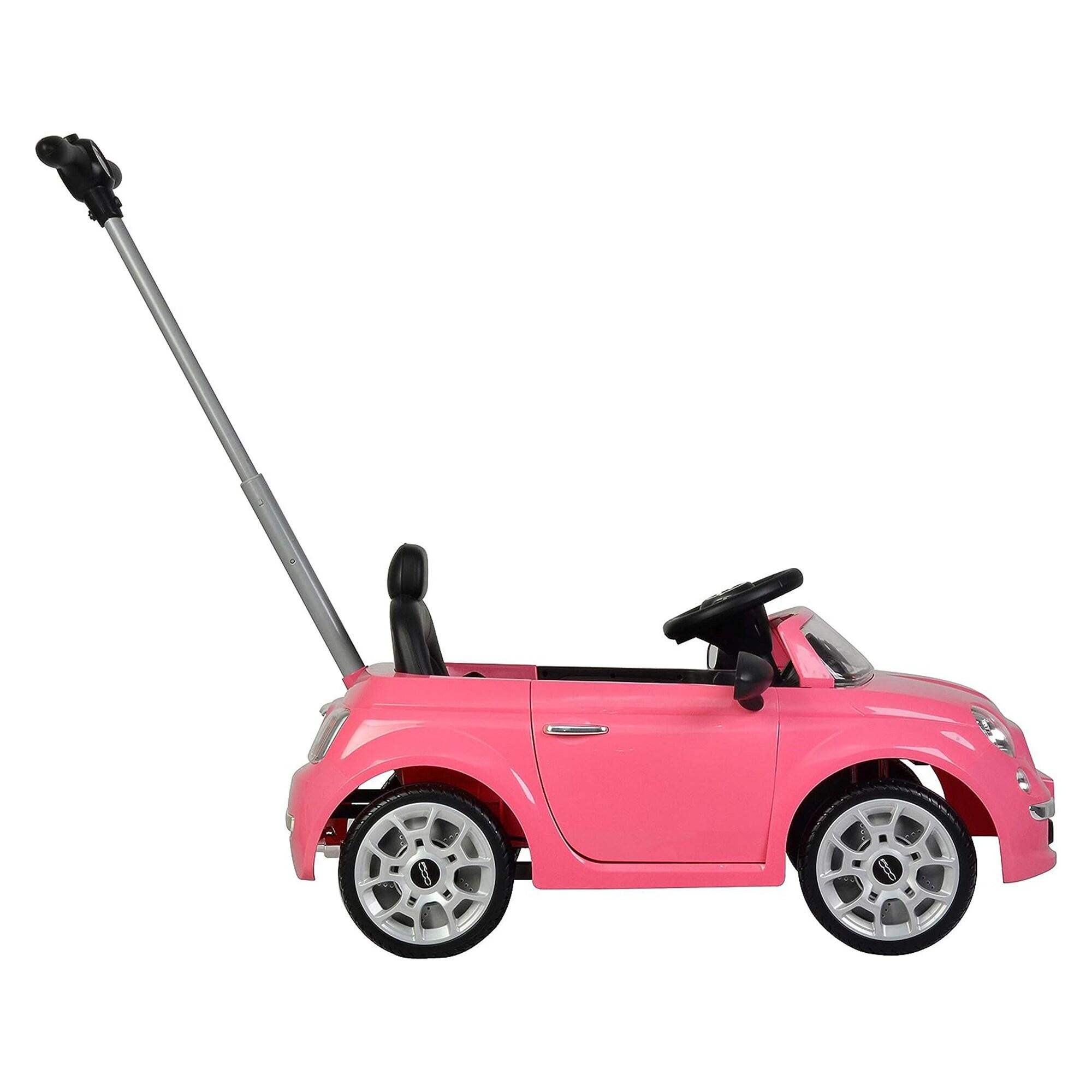 Best Ride On Cars 2-in-1 Fiat 500 Baby Toddler Toy Push Vehicle Car Stroller with 40 Pound Capacity for Children Ages 1 to 3 Years, Pink