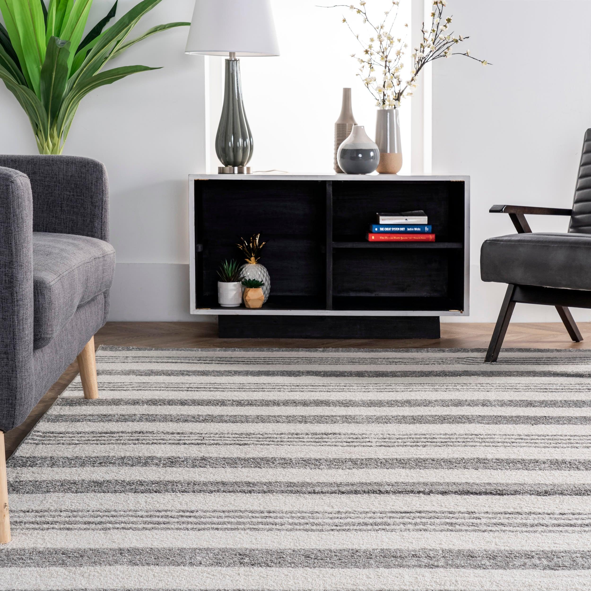 5'x8' Solid Loomed Area Rug Beige/Gray - nuLOOM: Contemporary Flat Pile, Stain-Resistant, Indoor Use, Polypropylene