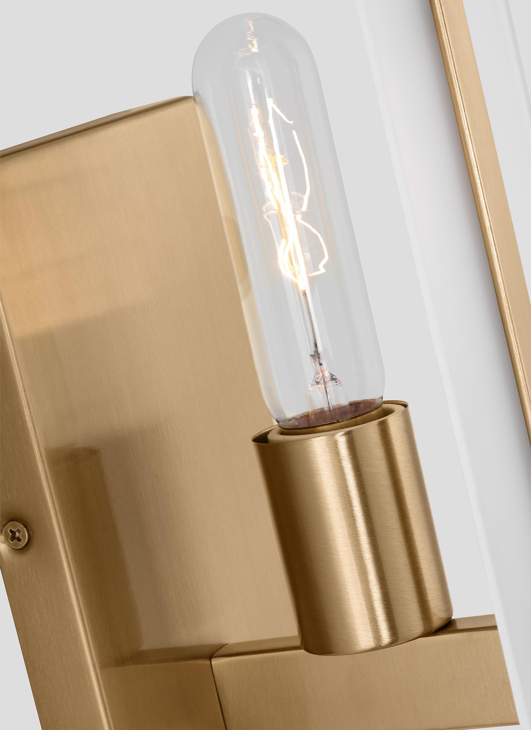 Satin Brass One-Light Vanity Sconce with Etched Glass
