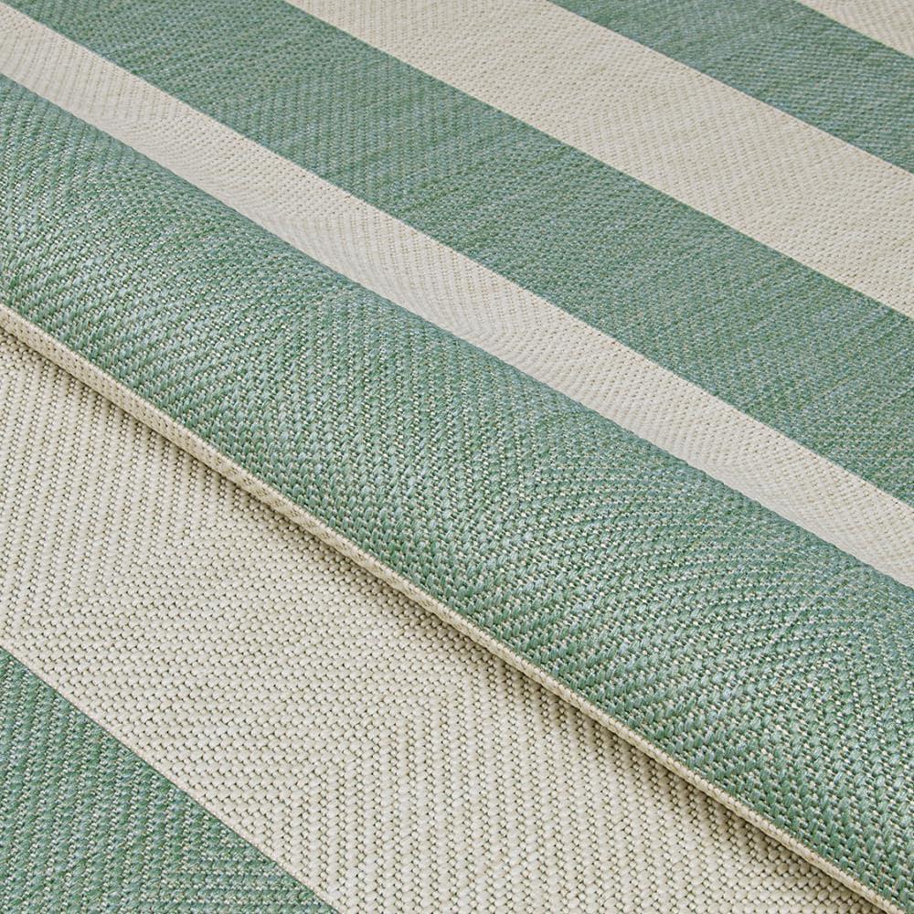 Couristan Afuera Yacht Club 2'2" x 11'9" Sea Mist Green and Ivory Stripe Outdoor Runner Rug