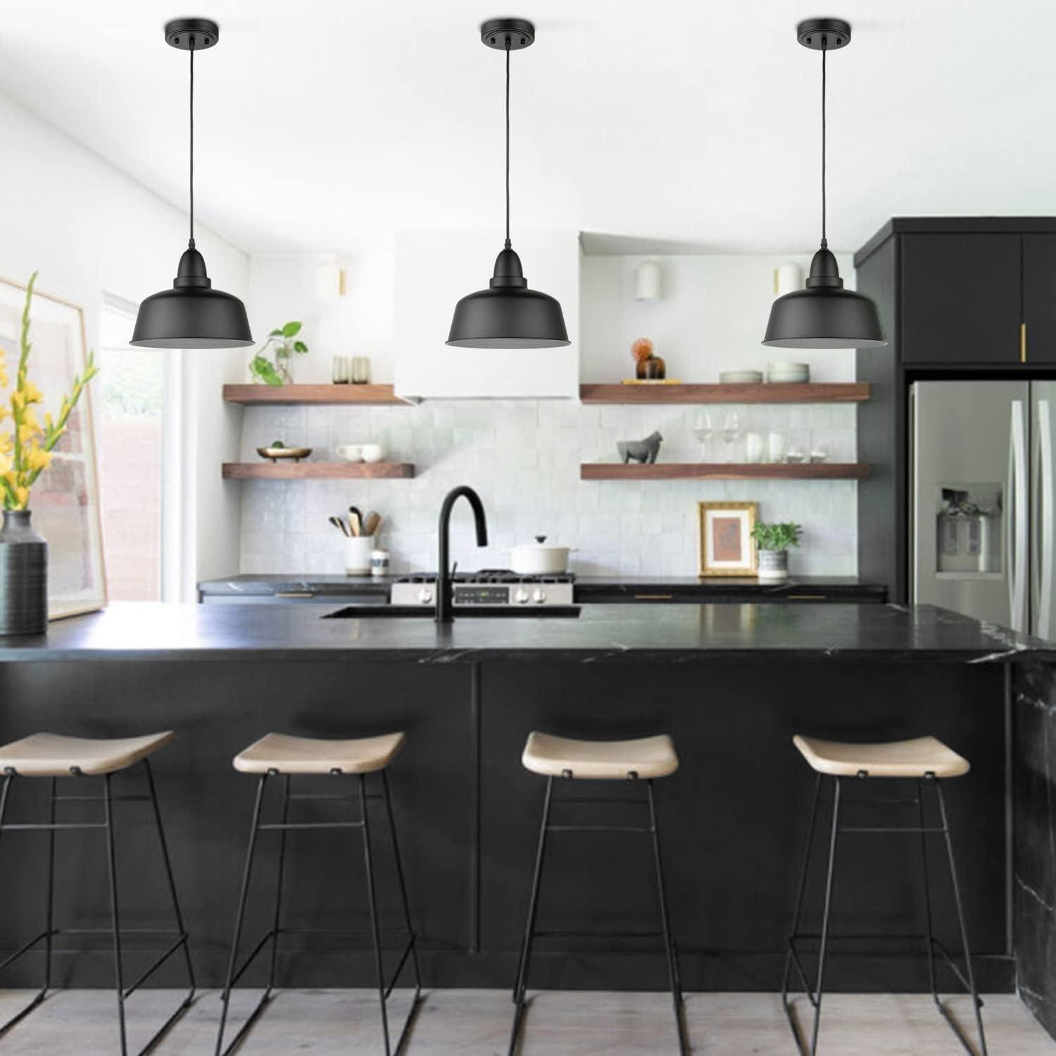 Matte Black Pendant Light 3 Pack Industrial Pendant